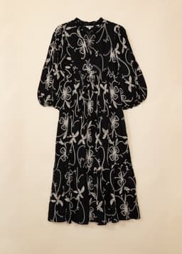 CORNELIA EMB FLOWER DRESS - Black