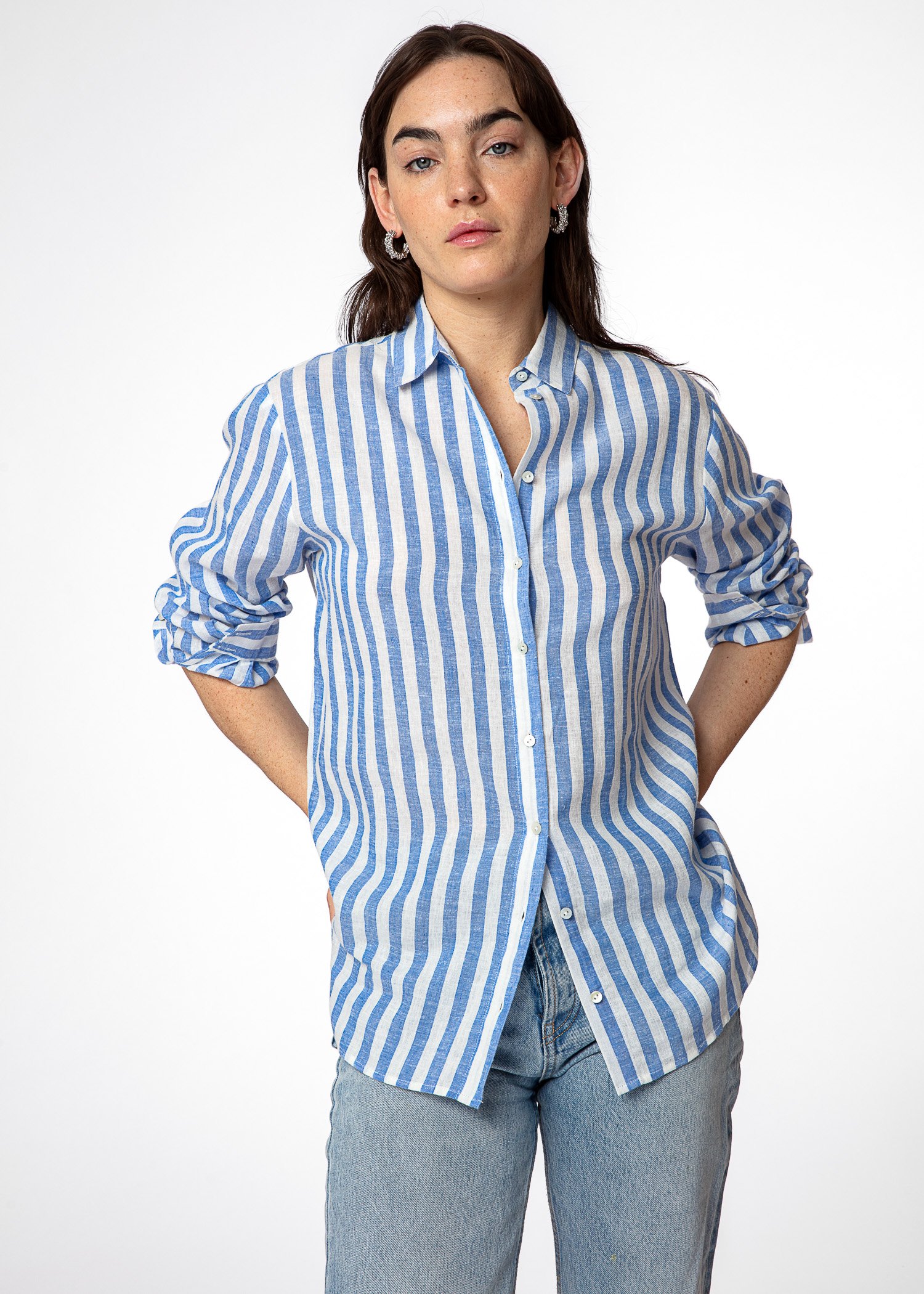 Striped linen blend shirt thumbnail 3