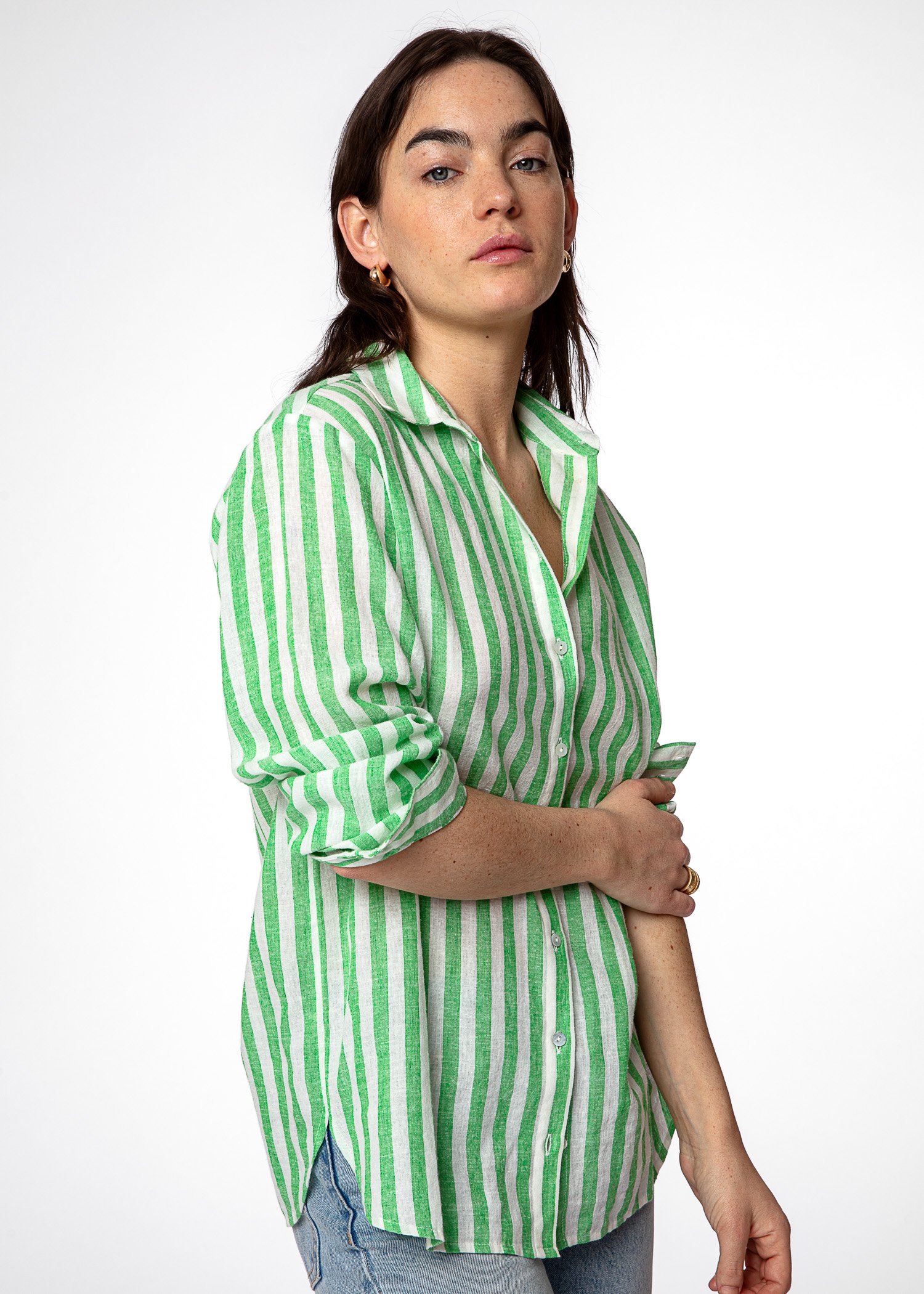 Striped linen blend shirt thumbnail 0