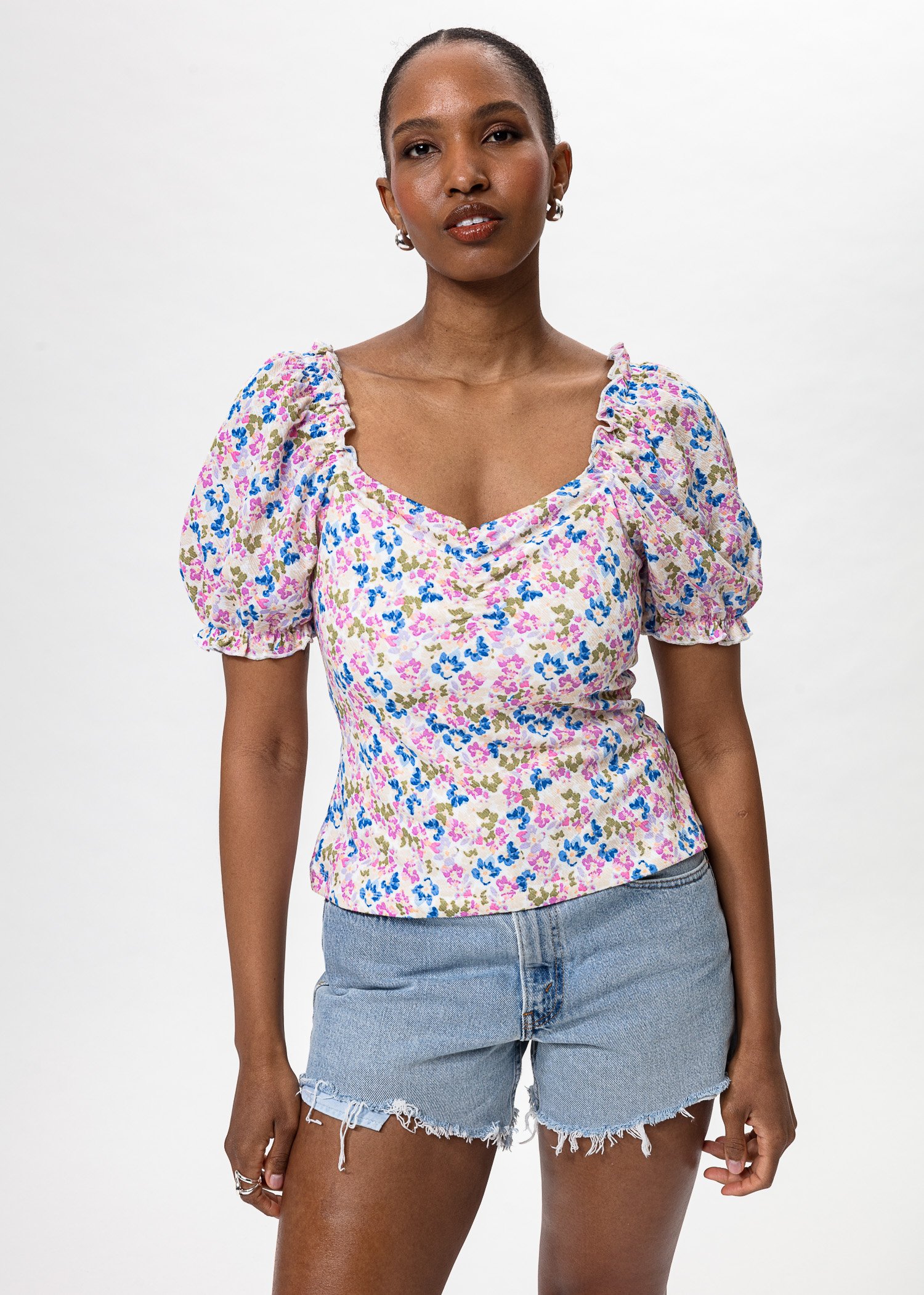 Patterned jersey top
