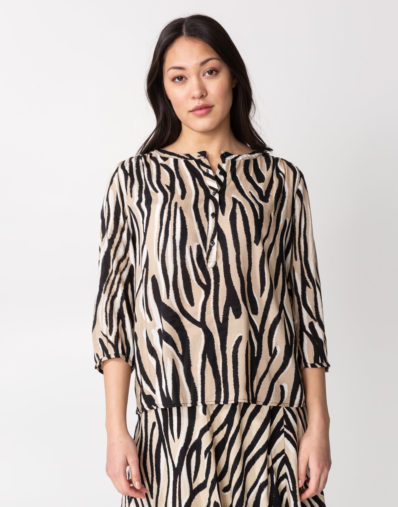 Tiger print long sleeve blouse
