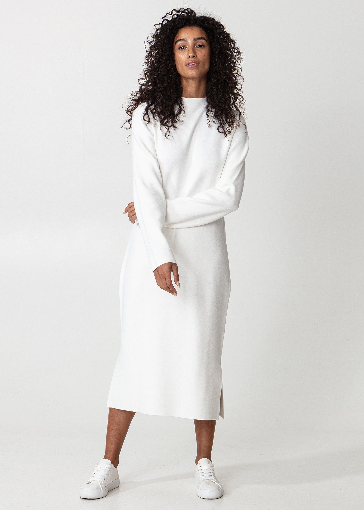 Hvit strikket kjole Image 5