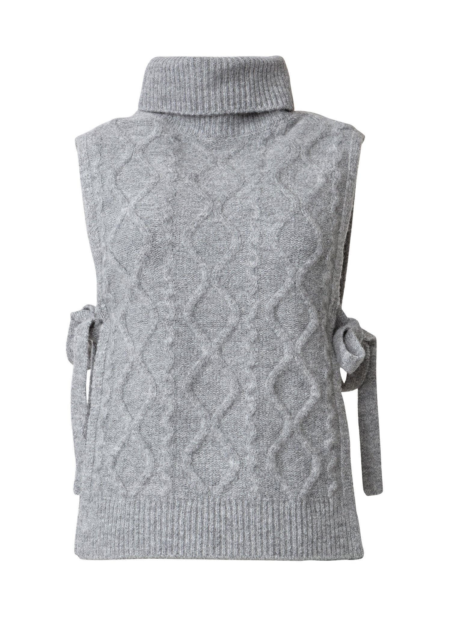 Cable knit vest with tie band thumbnail 1