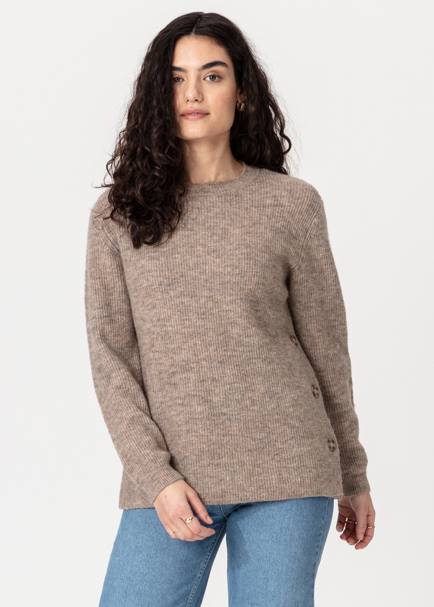 Knitted side button sweater