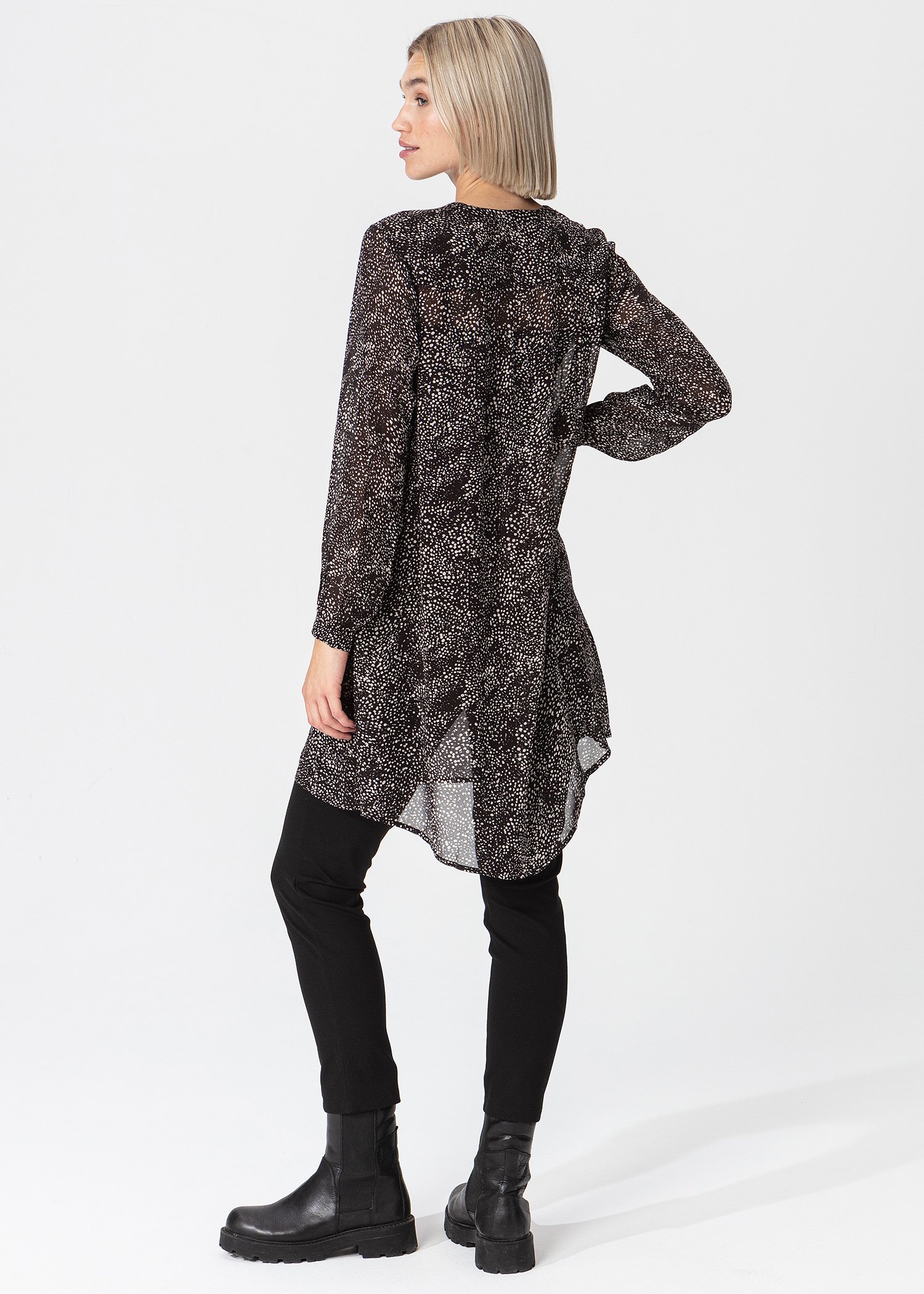 Patterned sheer buttoned tunic Image 5