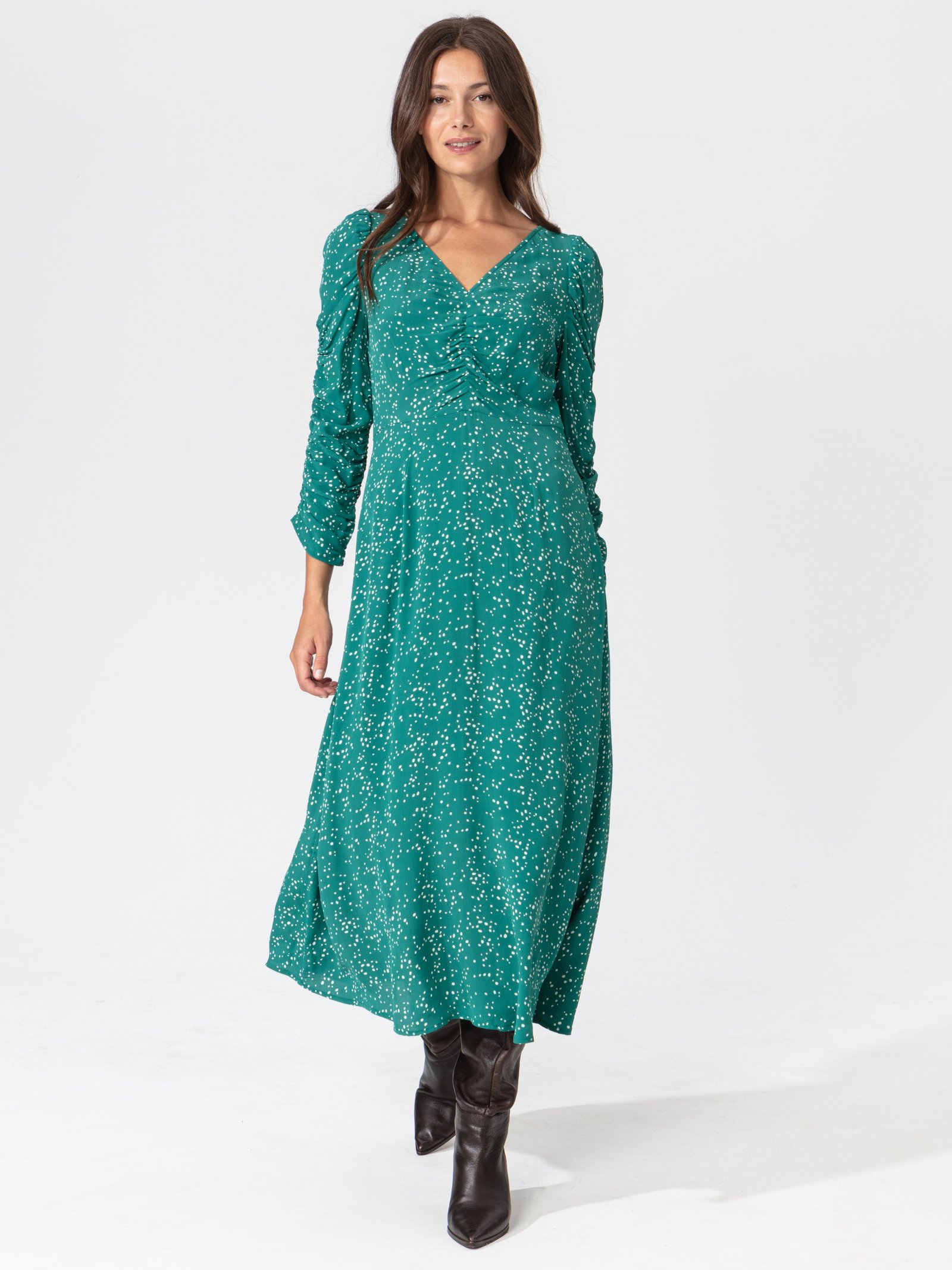 Patterned puff sleeve dress Image 3