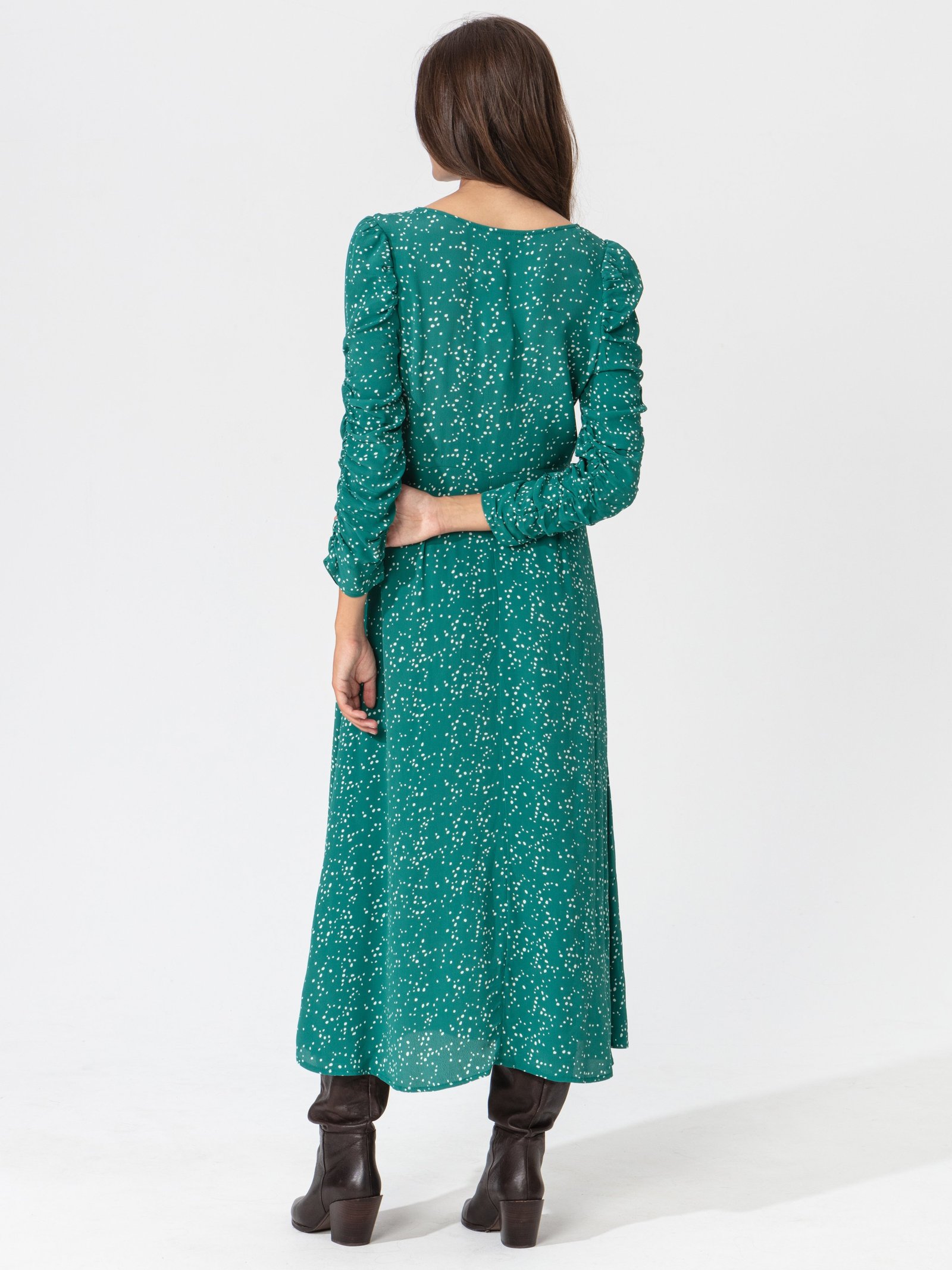 Patterned puff sleeve dress Image 4