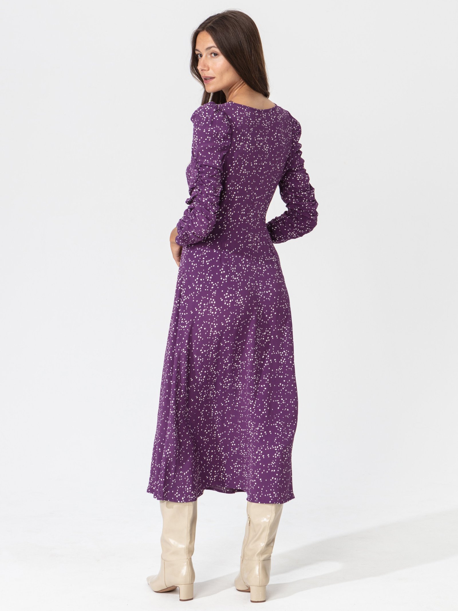 Patterned puff sleeve dress Image 5