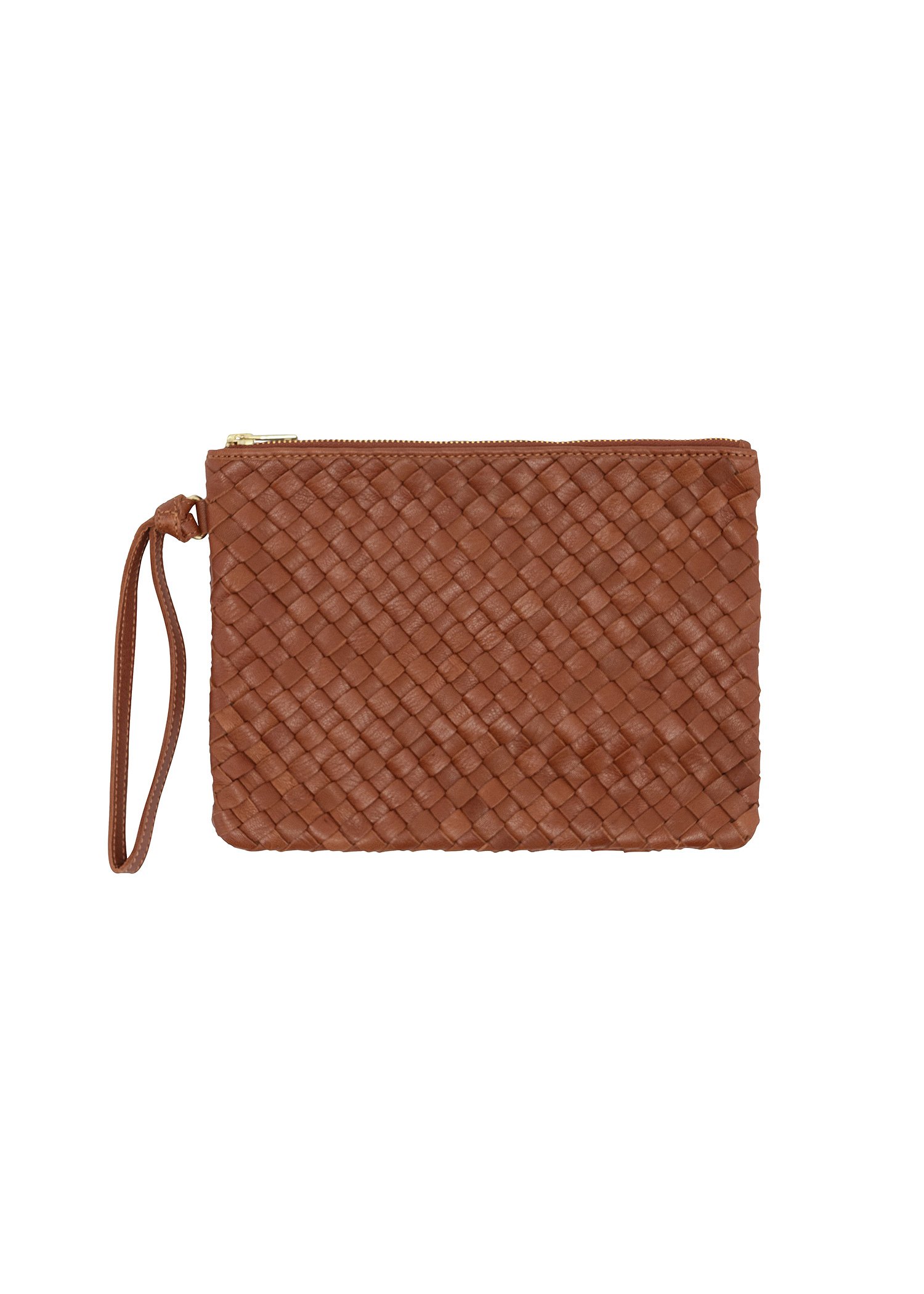 Weaved leather clutch