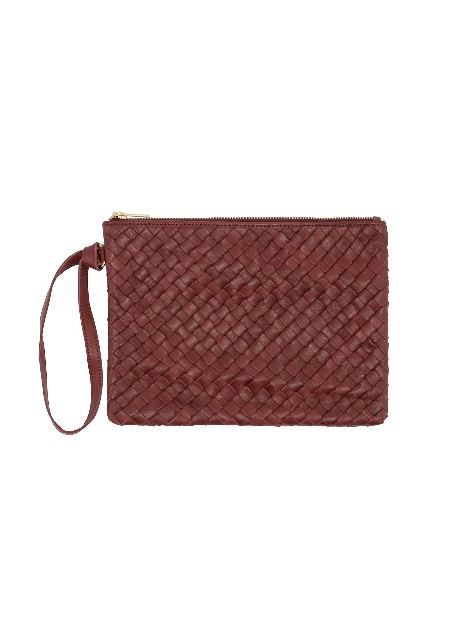 Weaved leather clutch
