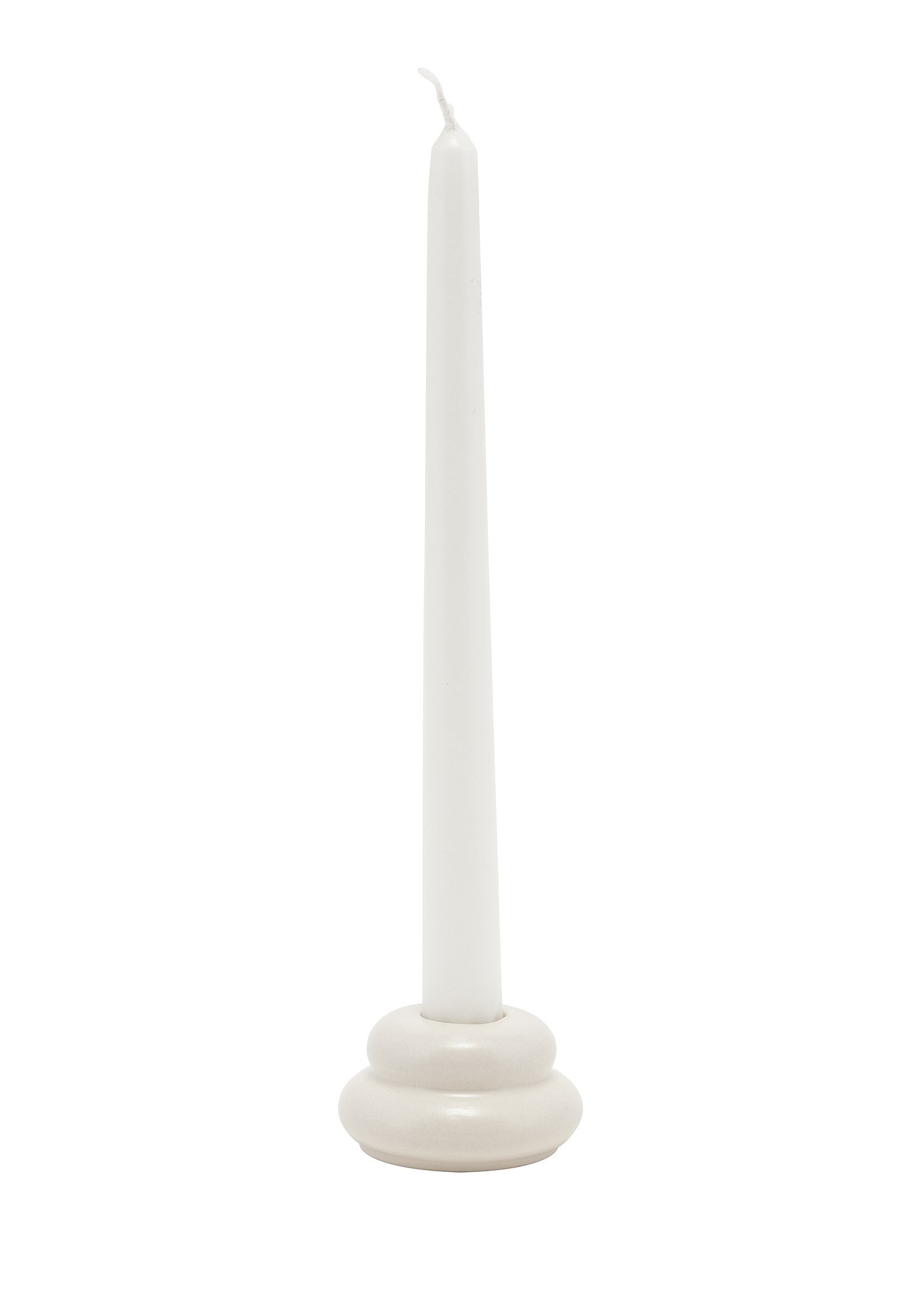 Beige stoneware candle holder