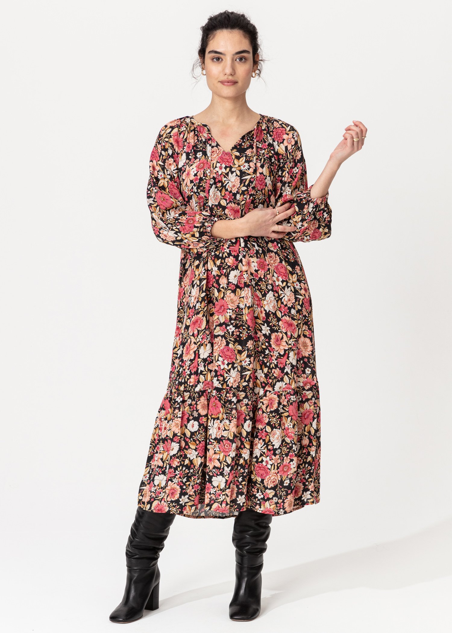Puff sleeve floral maxi dress Image 2