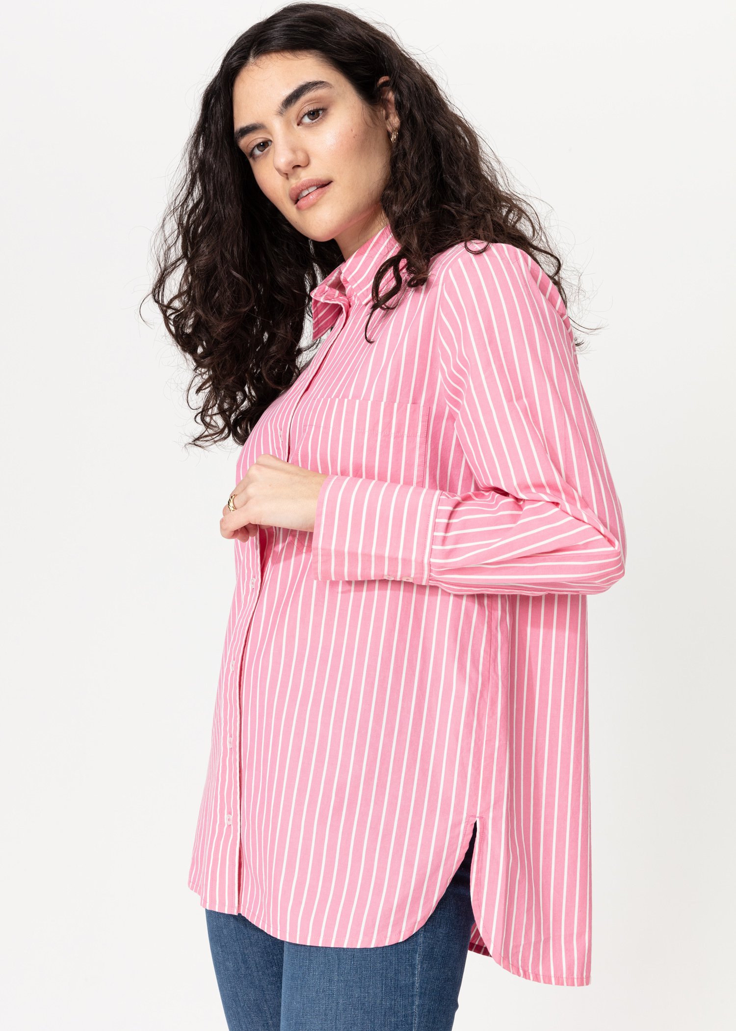 Striped poplin cotton shirt