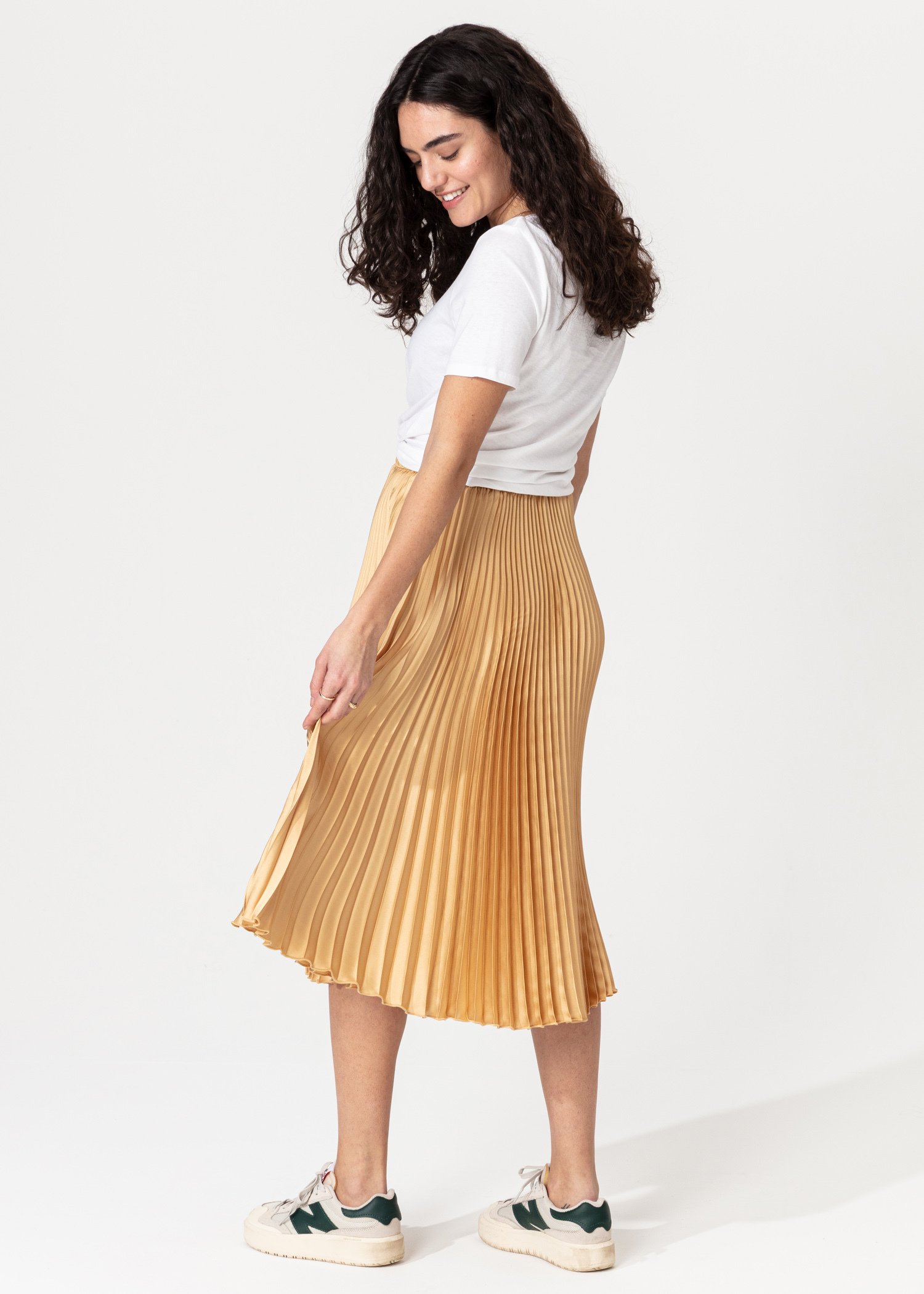 Gold coloured pleated skirt thumbnail 4