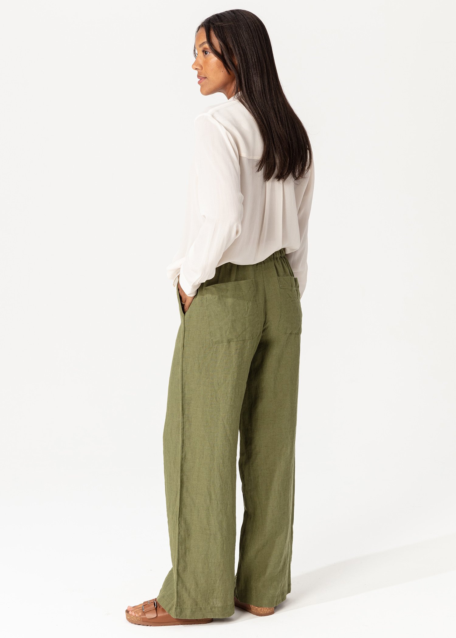 Solid linen pant Image 3