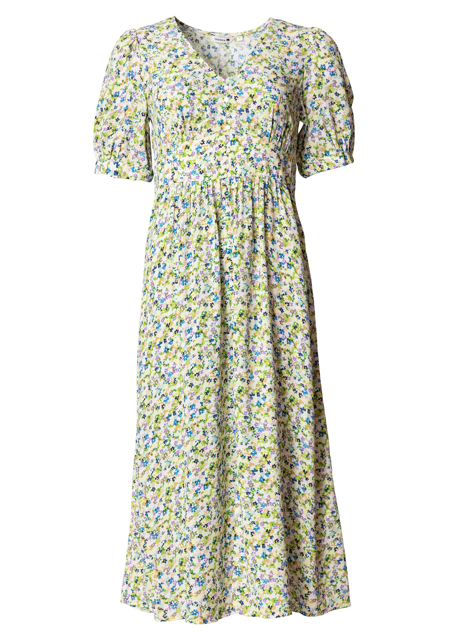 Mønstret, kortermet kjole Image 7