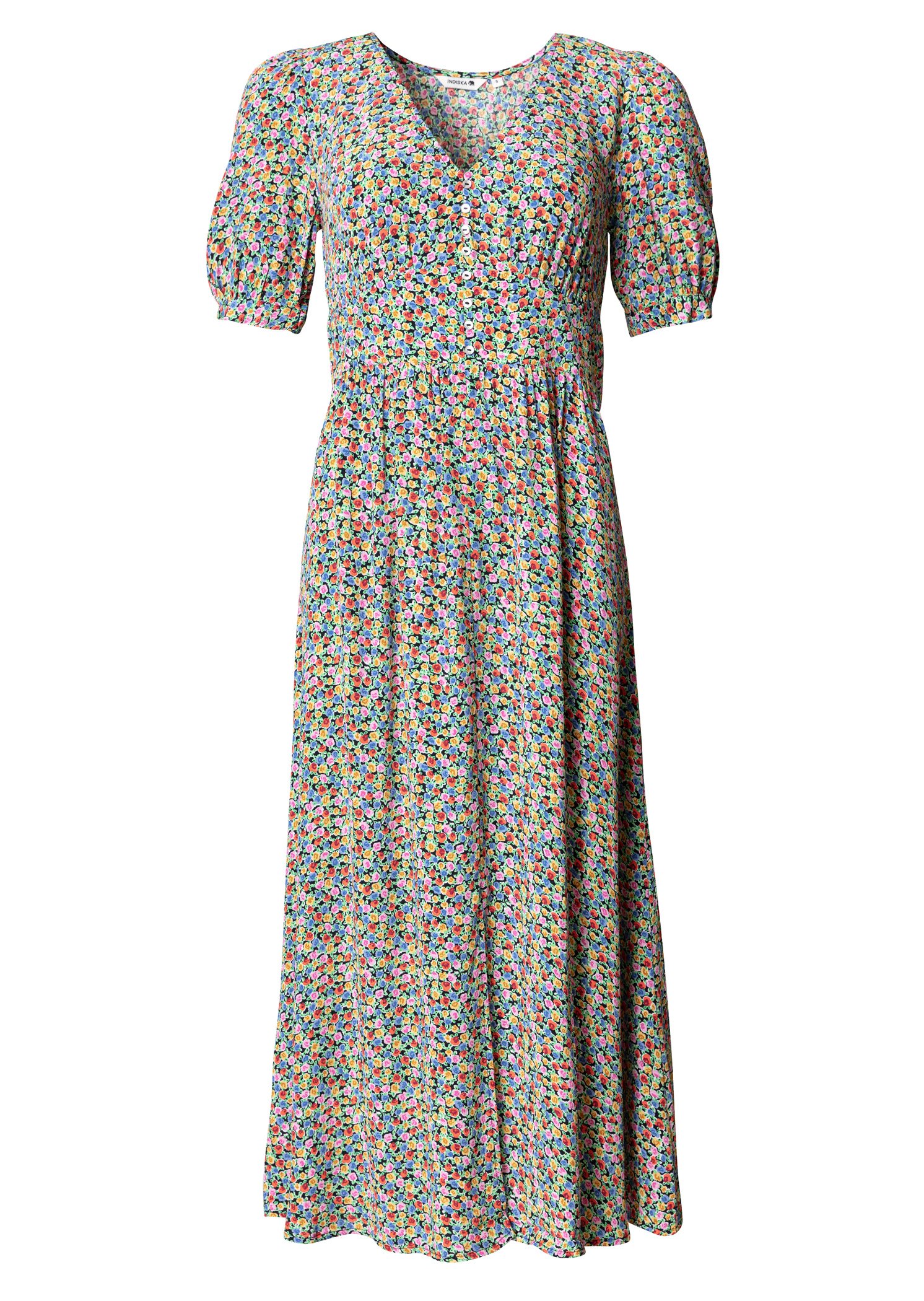 Mønstret, kortermet kjole Image 6