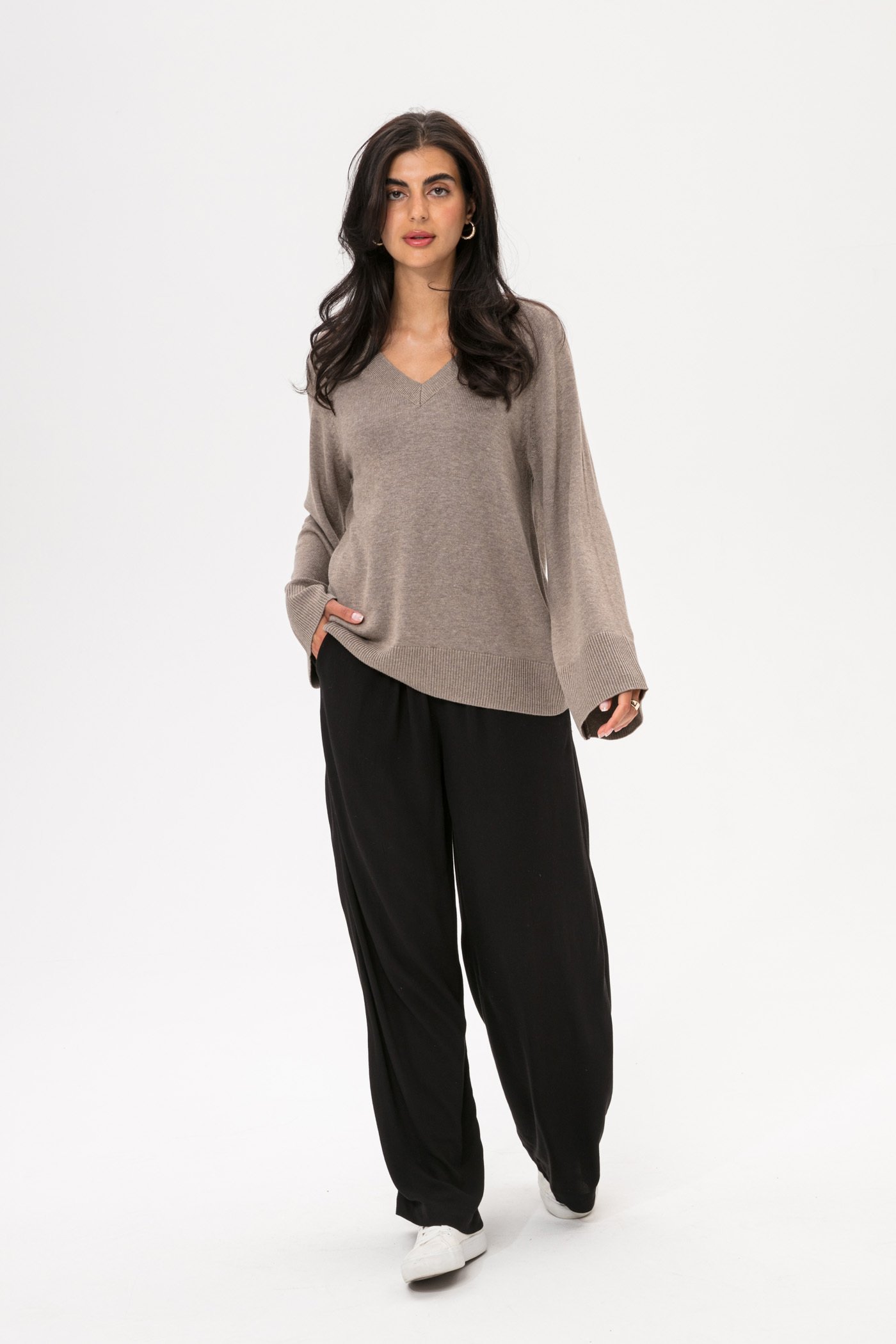 Wide sleeve knit sweater Image 1