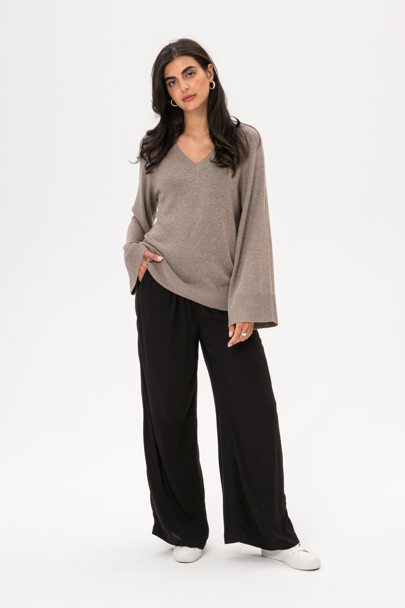 Wide sleeve knit sweater Image 2