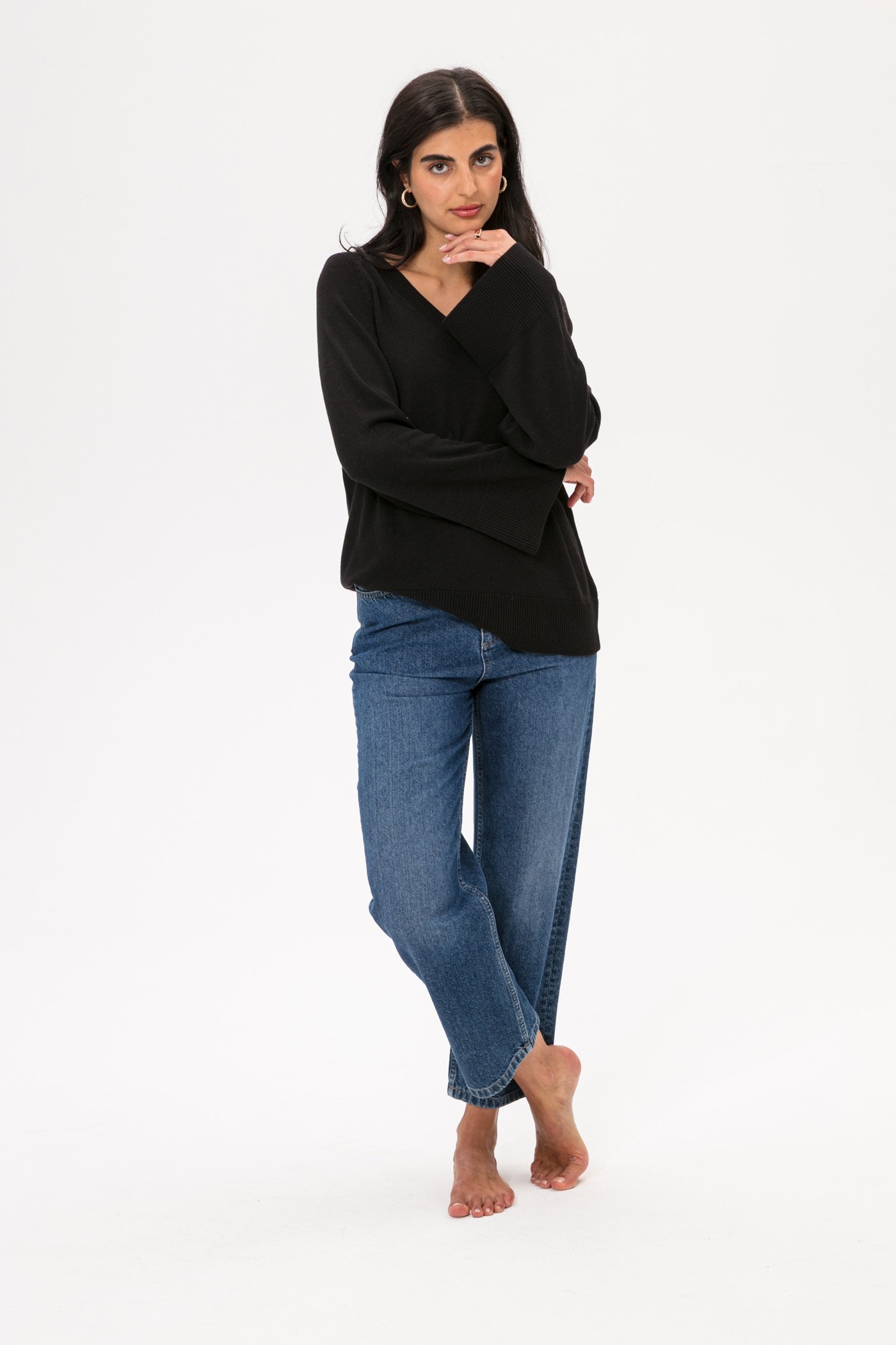 Wide sleeve knit sweater Image 1