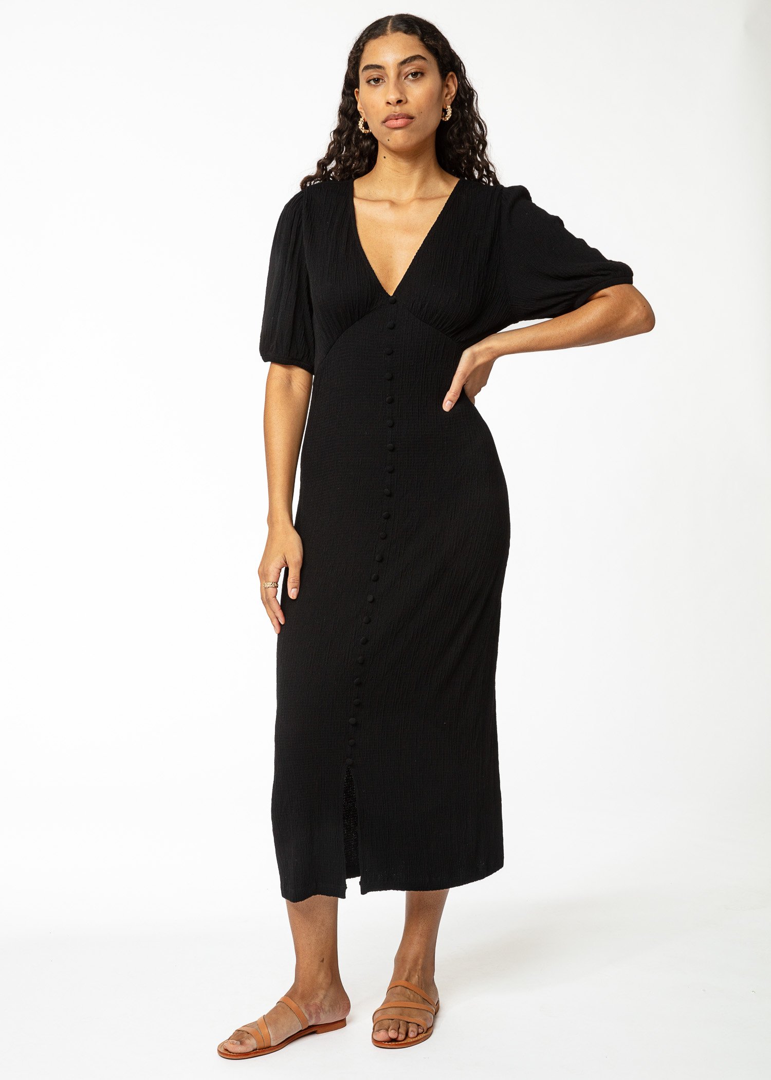 Black short sleeved dress