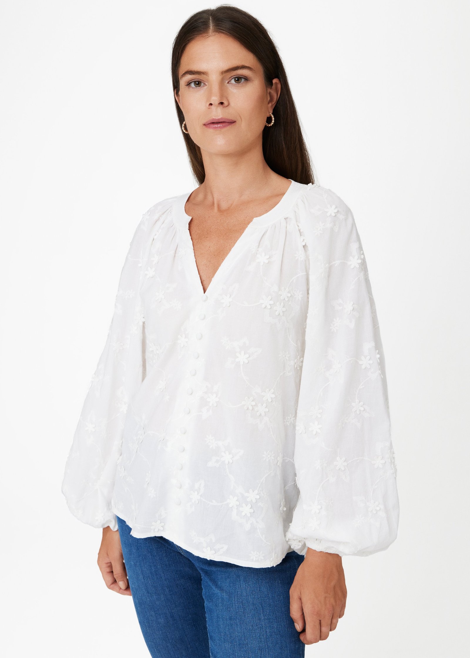 Embroidered cotton blouse thumbnail 0