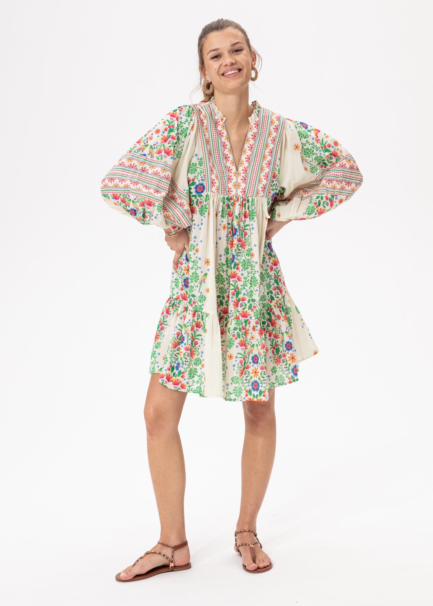 Floral dress with puff sleeves thumbnail 0