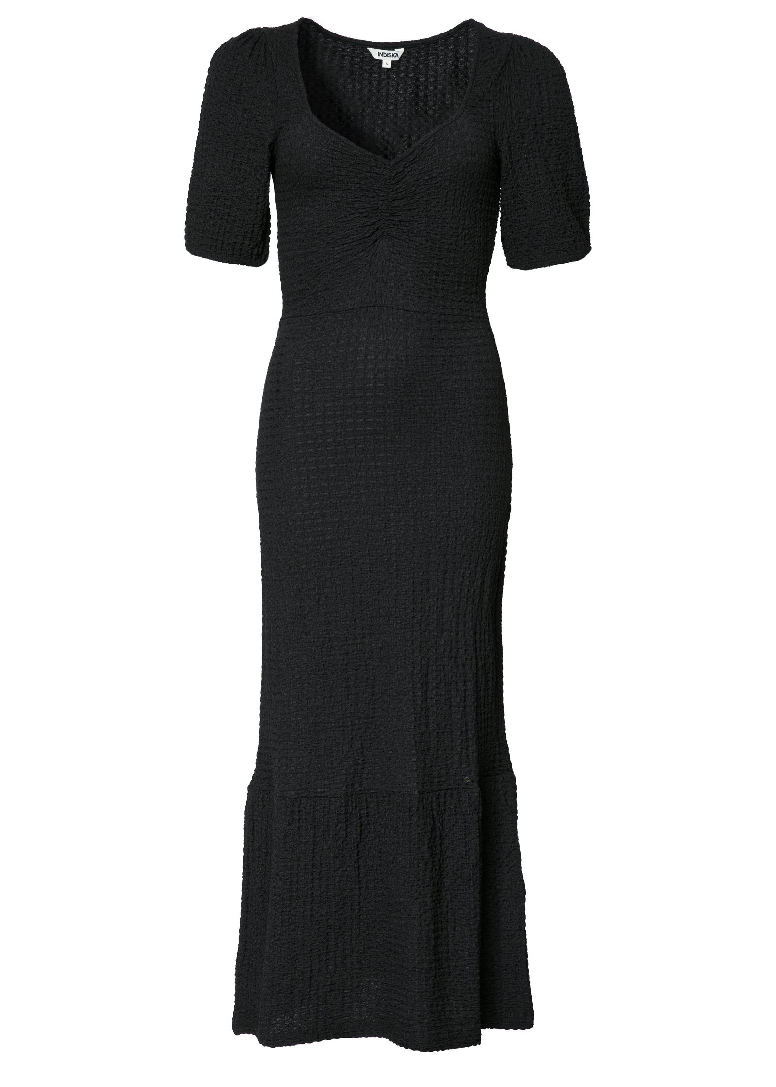 Black midi dress with puff sleeves thumbnail 4