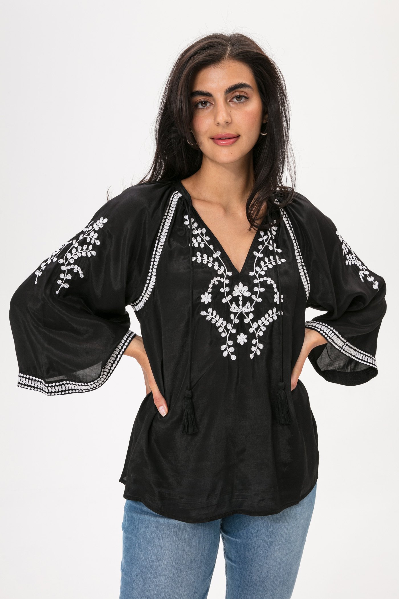 Black embroidered blouse