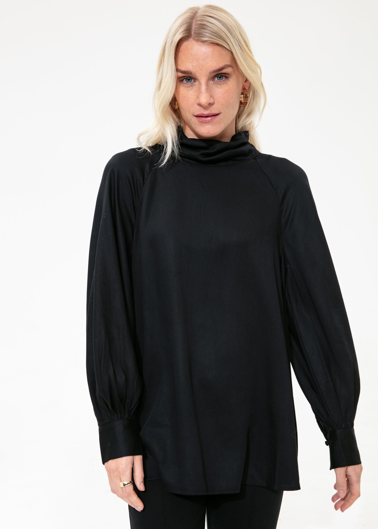 Black high-neck blouse Image 3