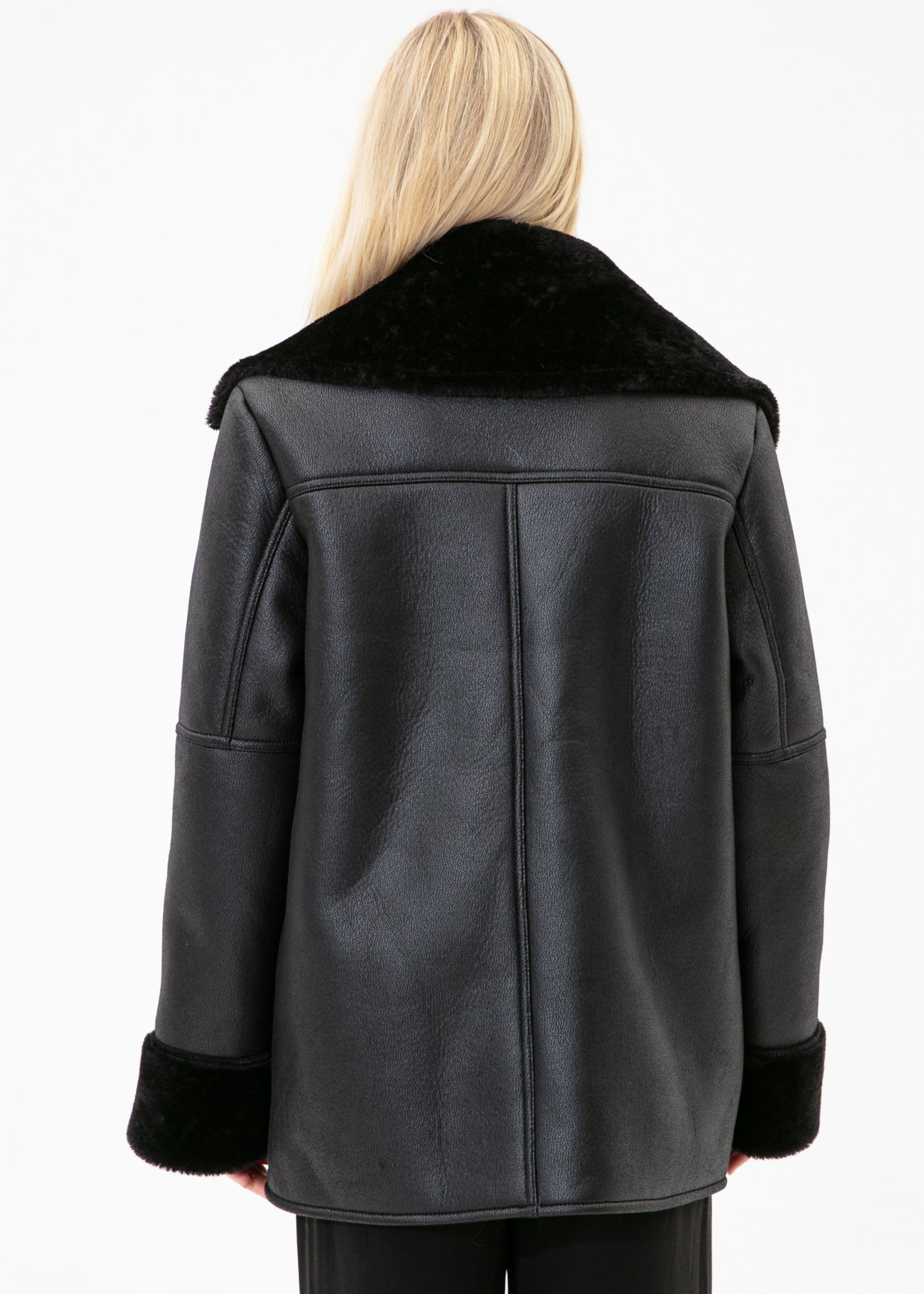 Black faux shearling jacket Image 6