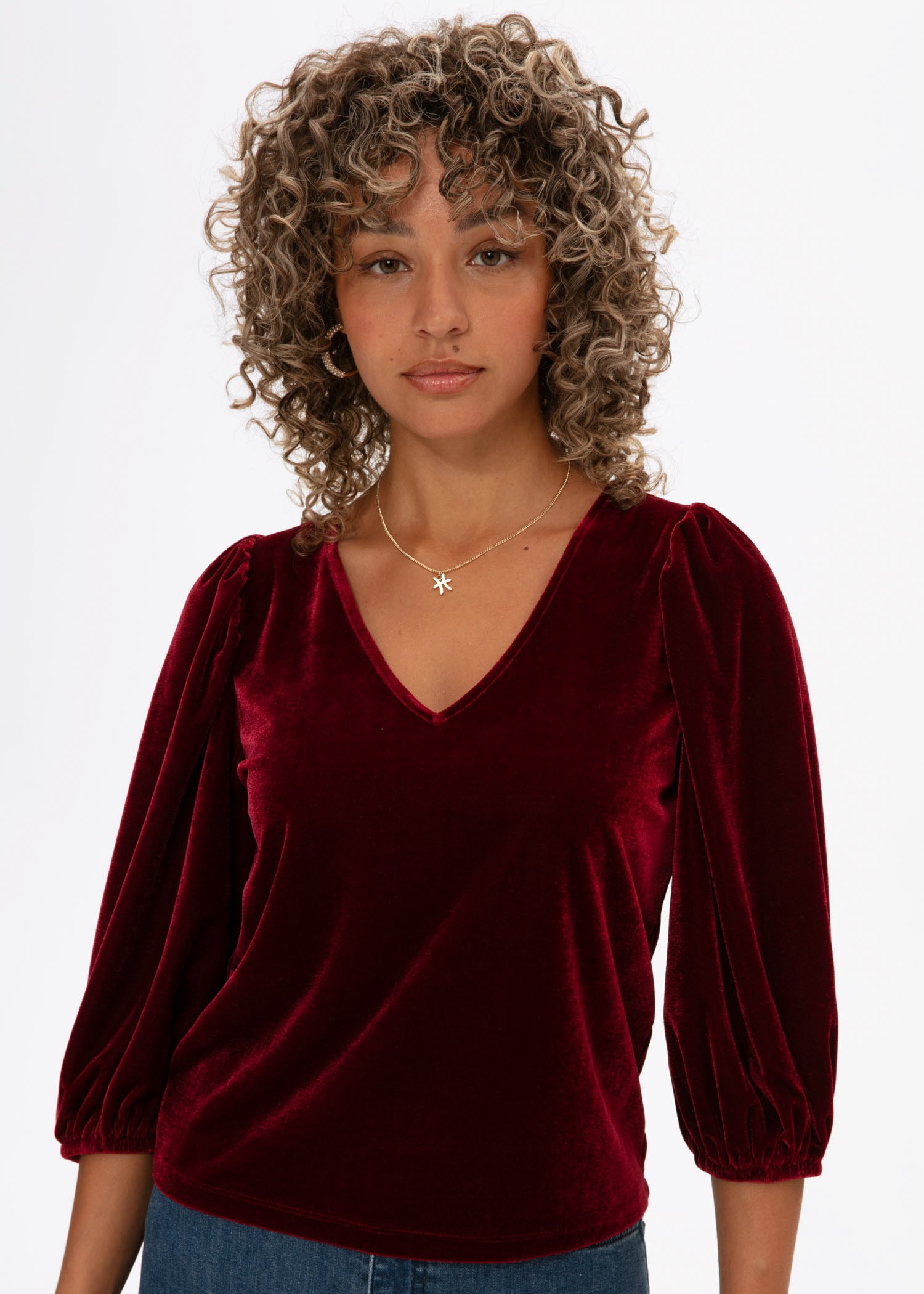 Solid velour top