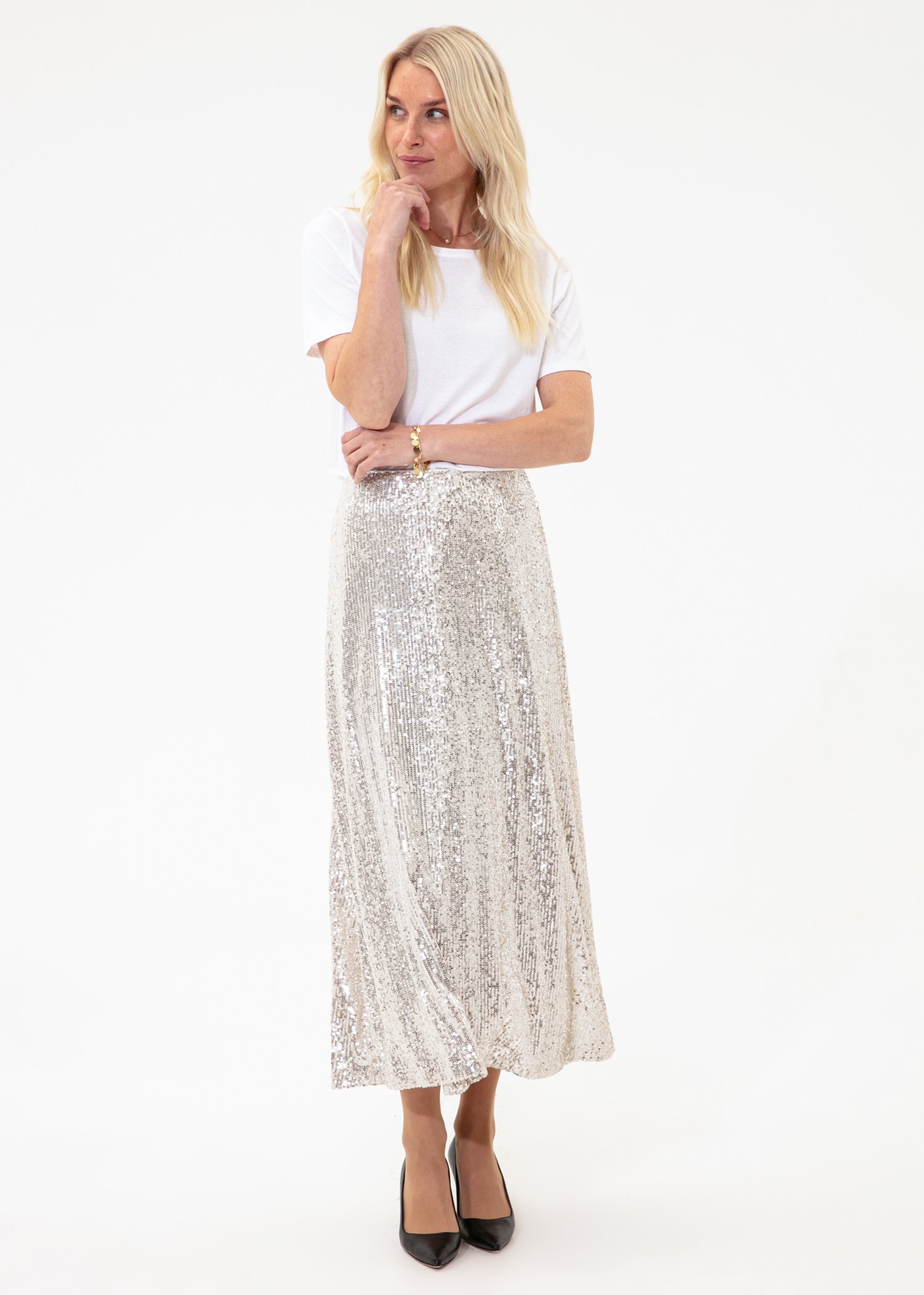 Silver sequin skirt