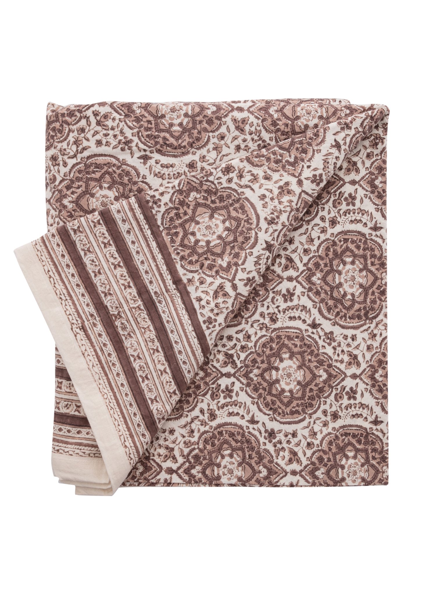Block-printed cotton tablecloth
