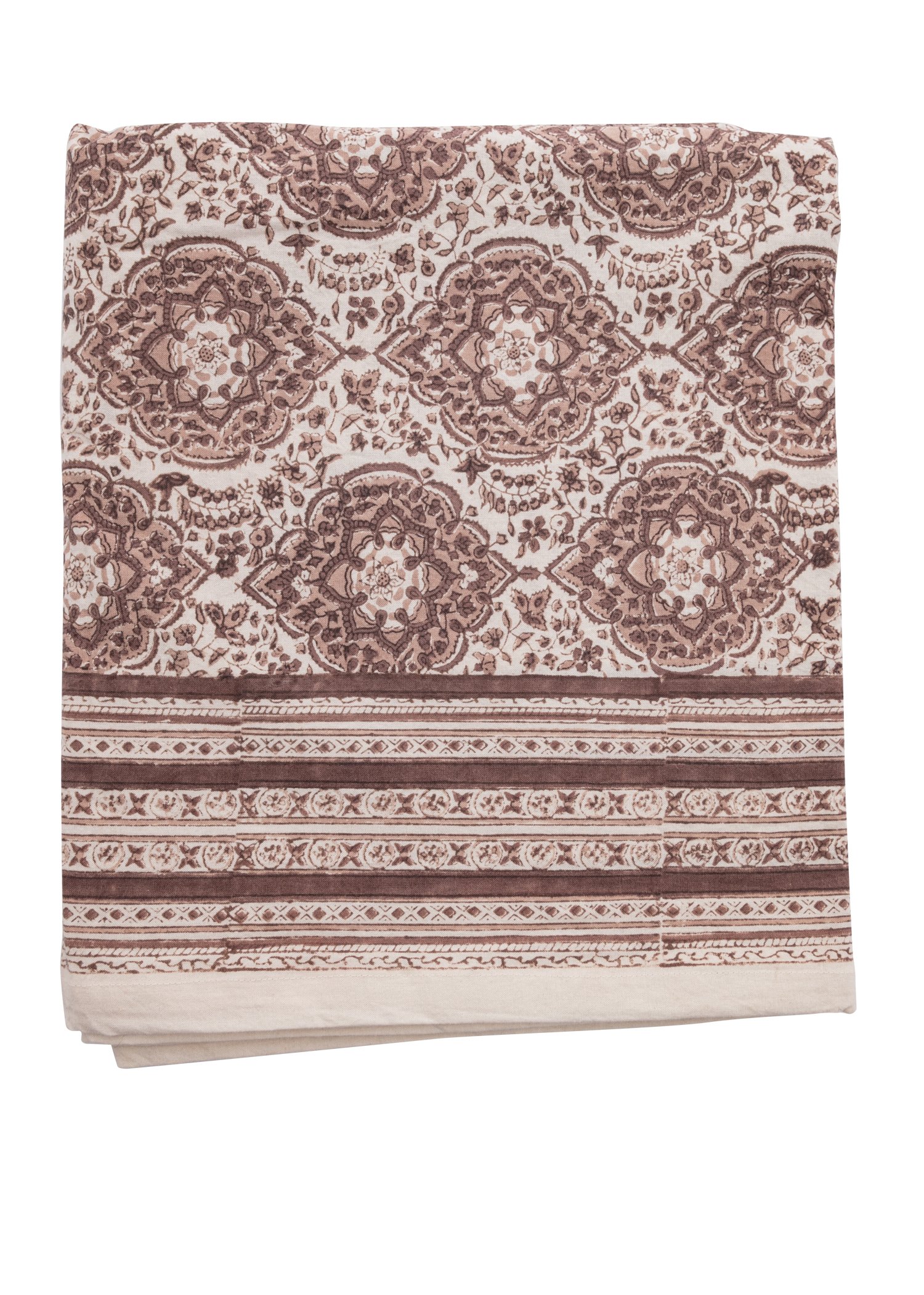 Block-printed cotton tablecloth thumbnail 1