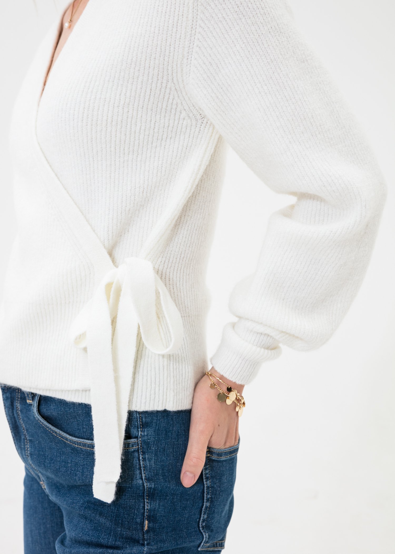 Knitted wrap sweater thumbnail 3