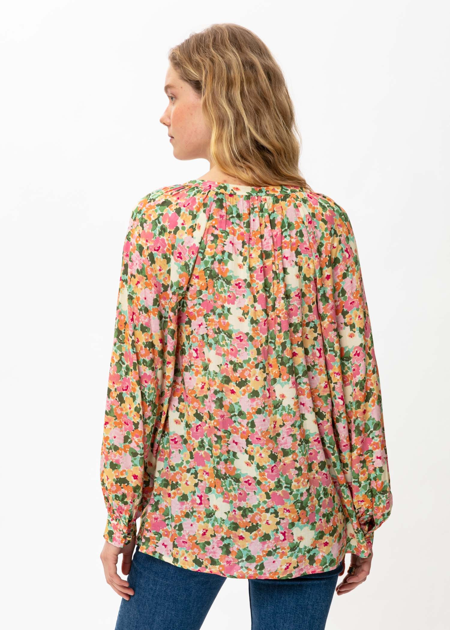 Floral blouse with puff sleeves thumbnail 2