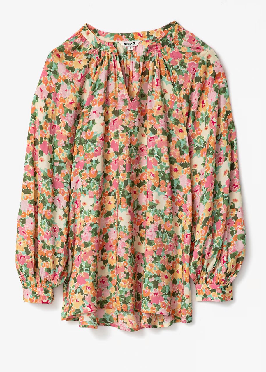 Floral blouse with puff sleeves thumbnail 3