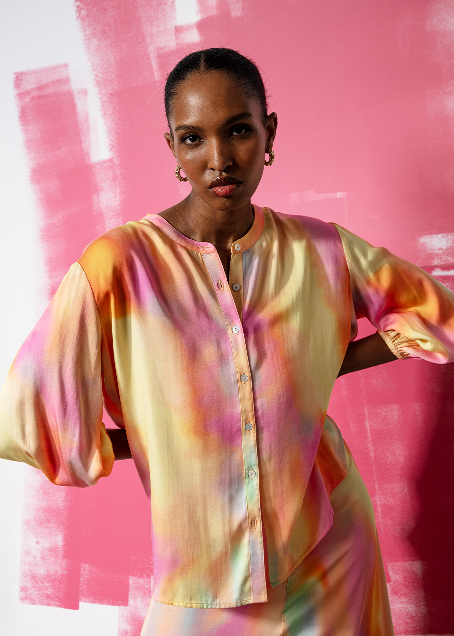 Colourful satin blouse