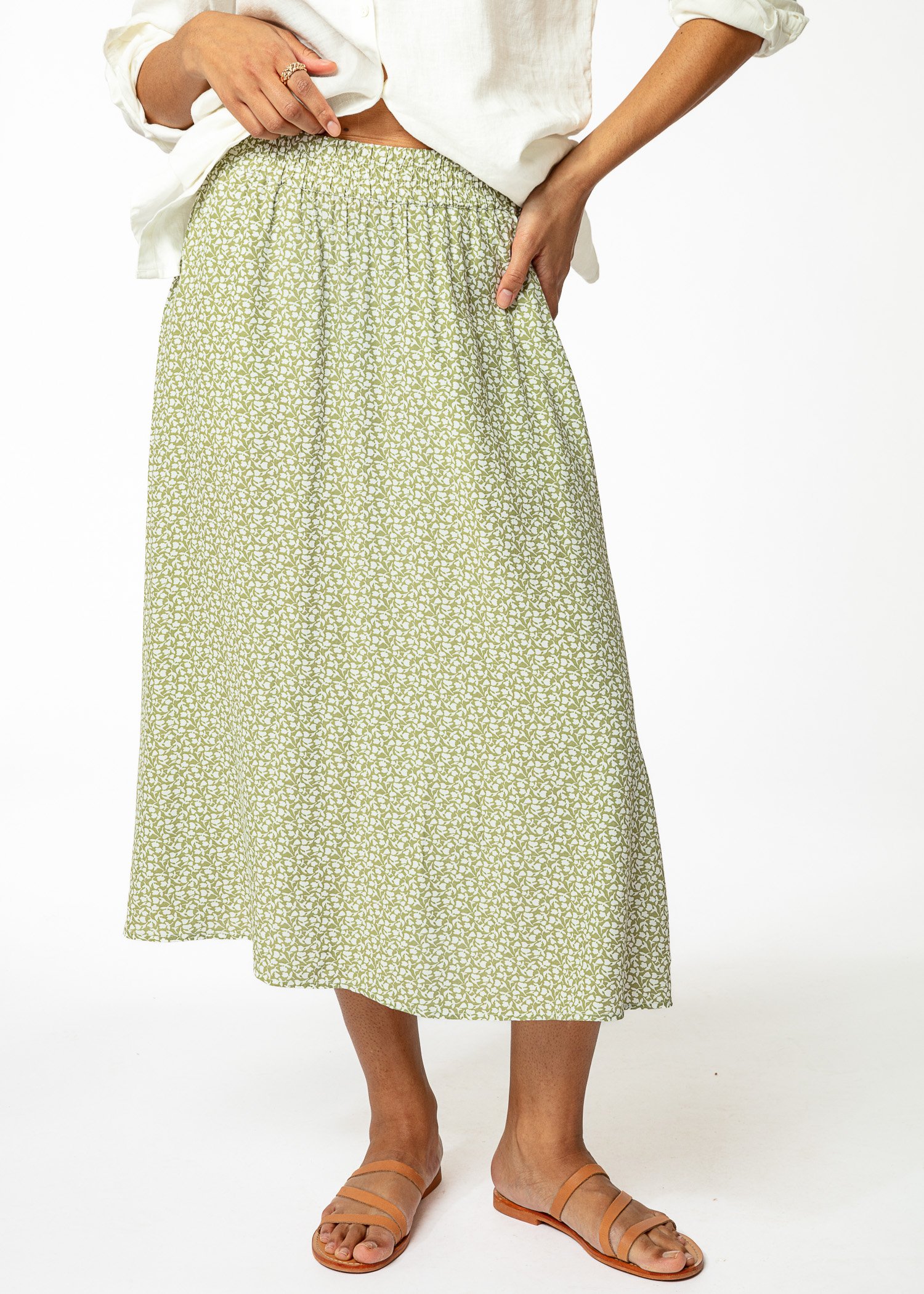 Green patterned midi skirt thumbnail 1