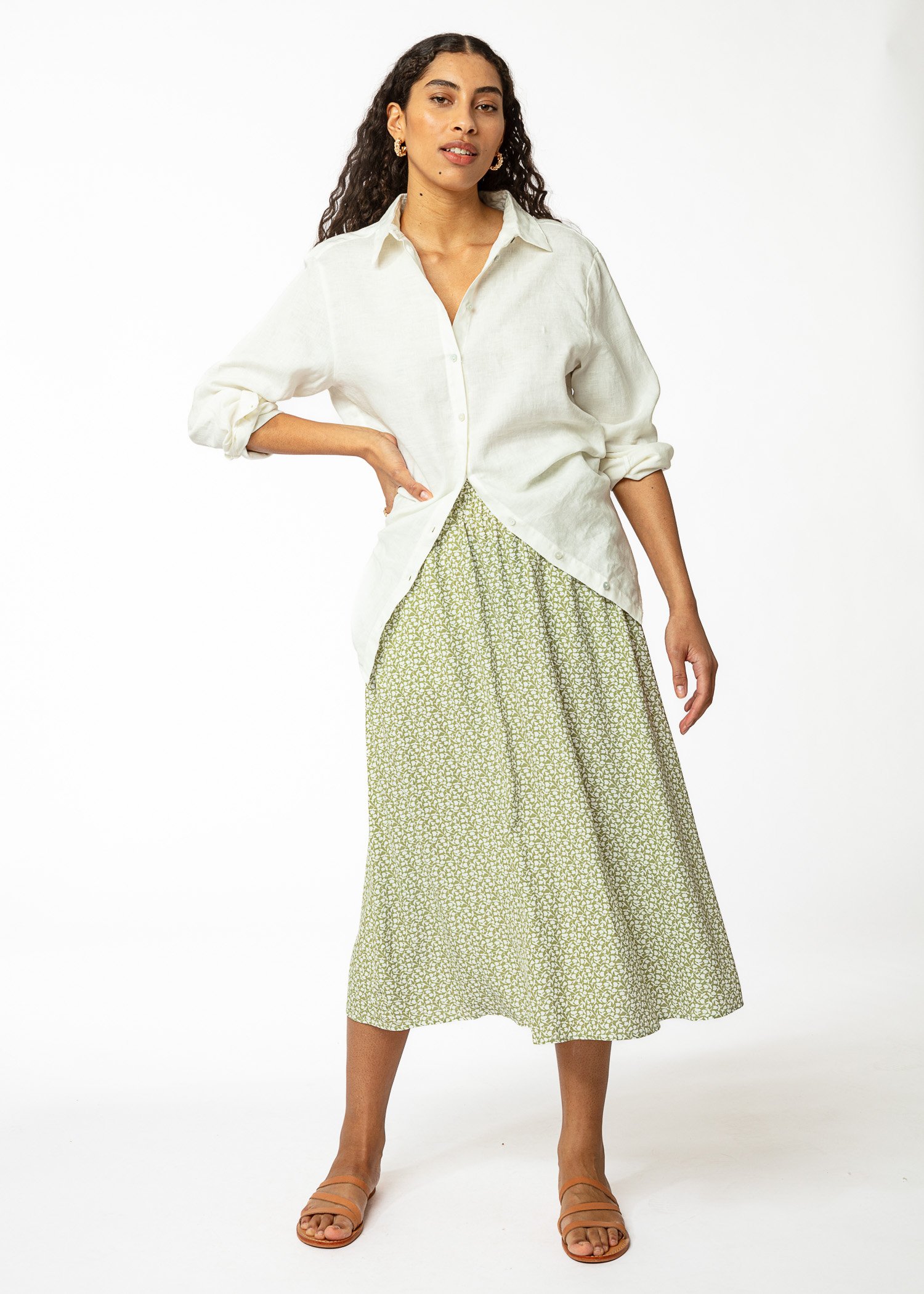 Green patterned midi skirt thumbnail 2