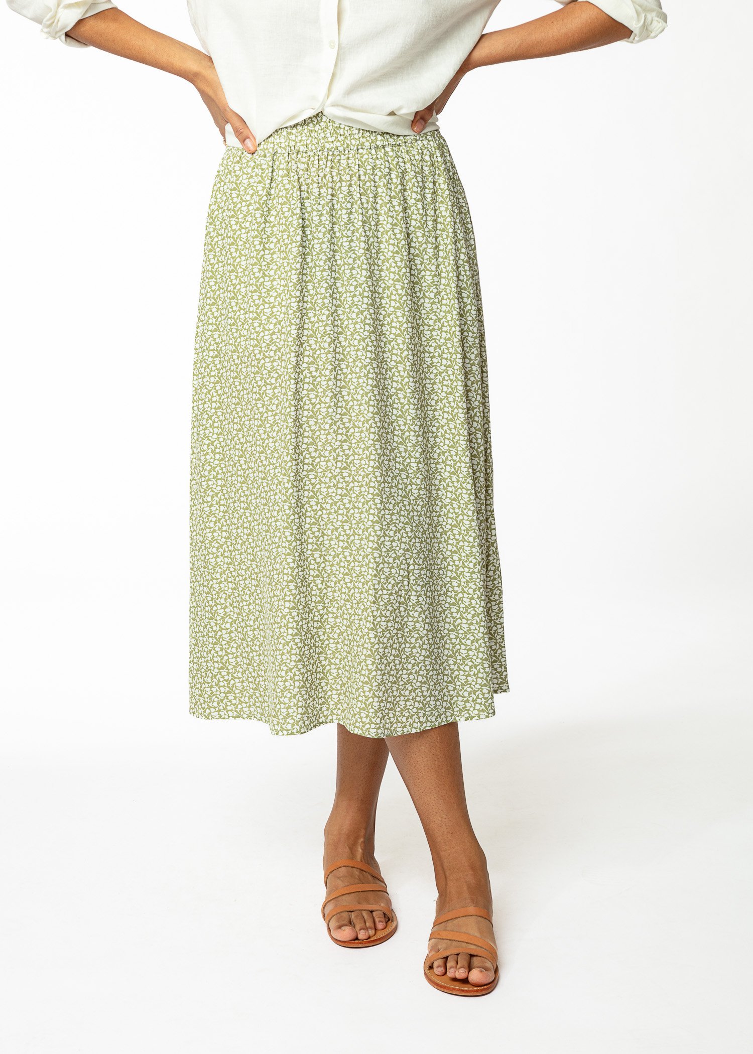 Green patterned midi skirt thumbnail 4