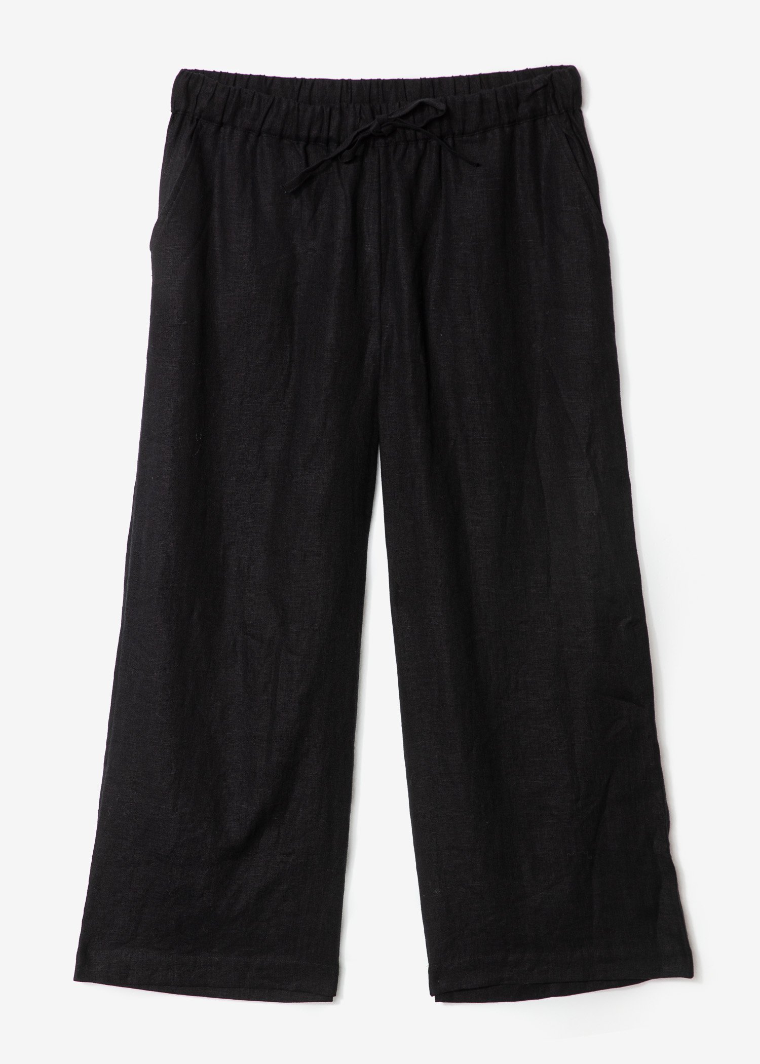 Black cropped linen trousers thumbnail 5