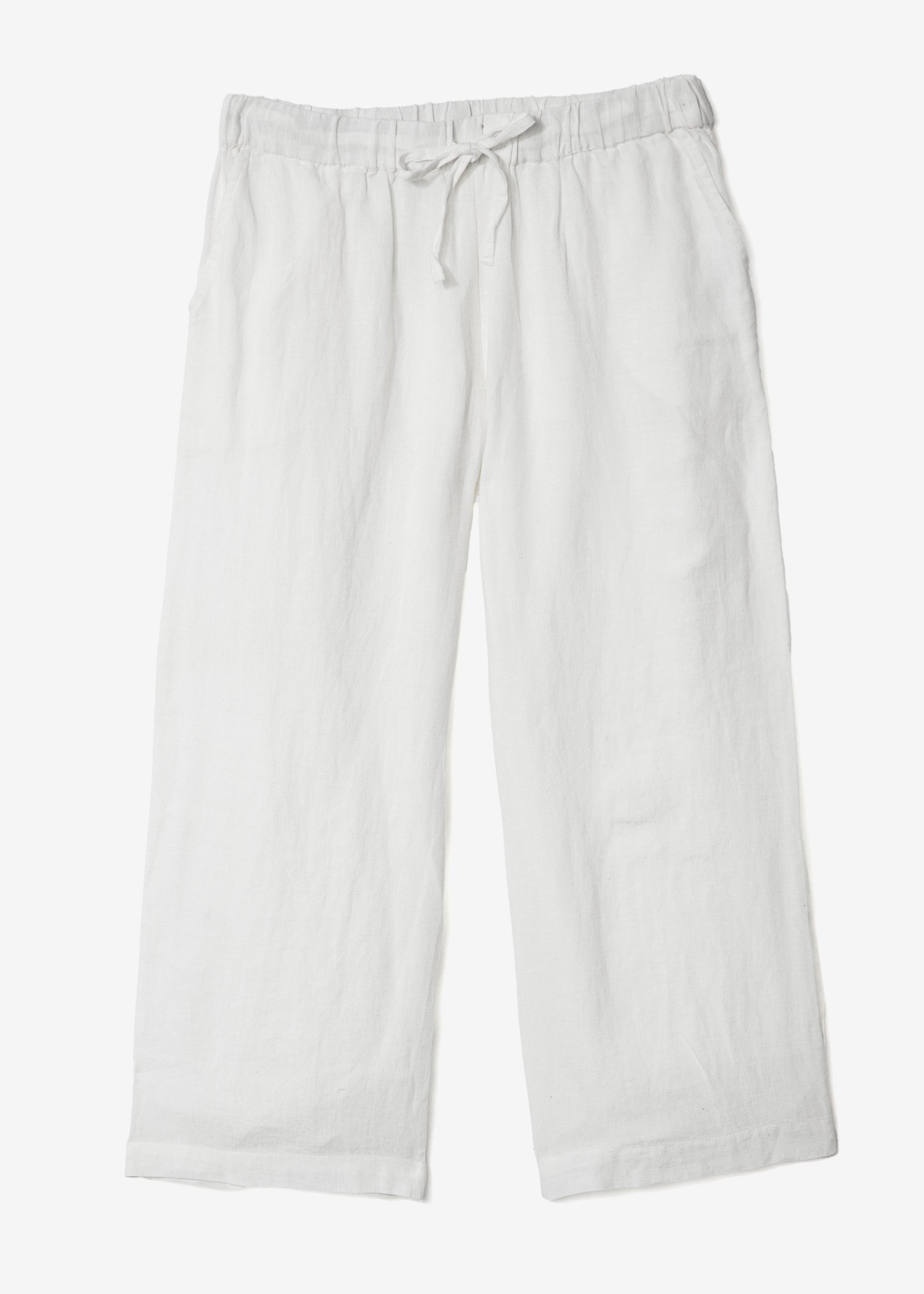 White cropped linen trousers thumbnail 5