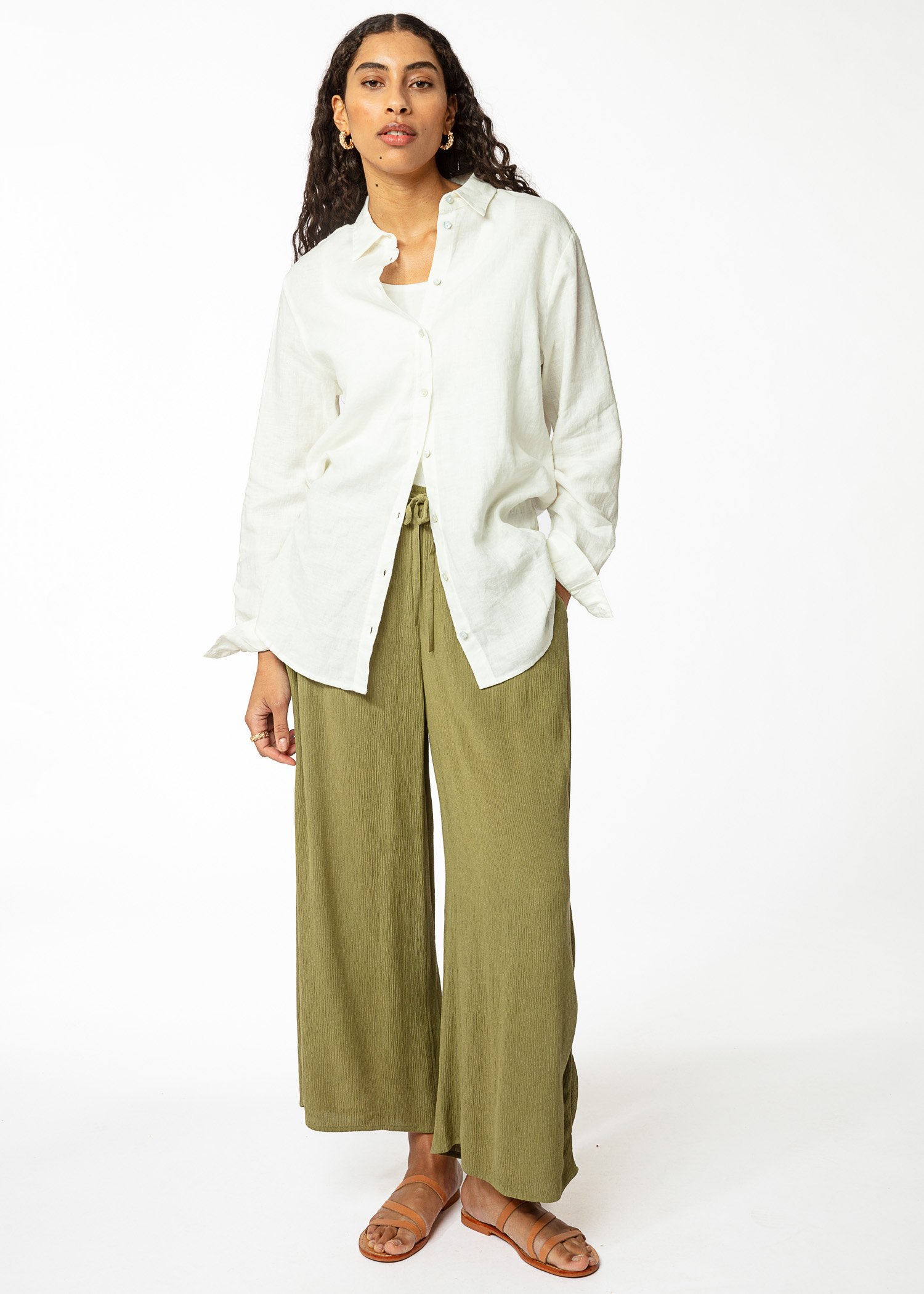 Green wide ankle pants