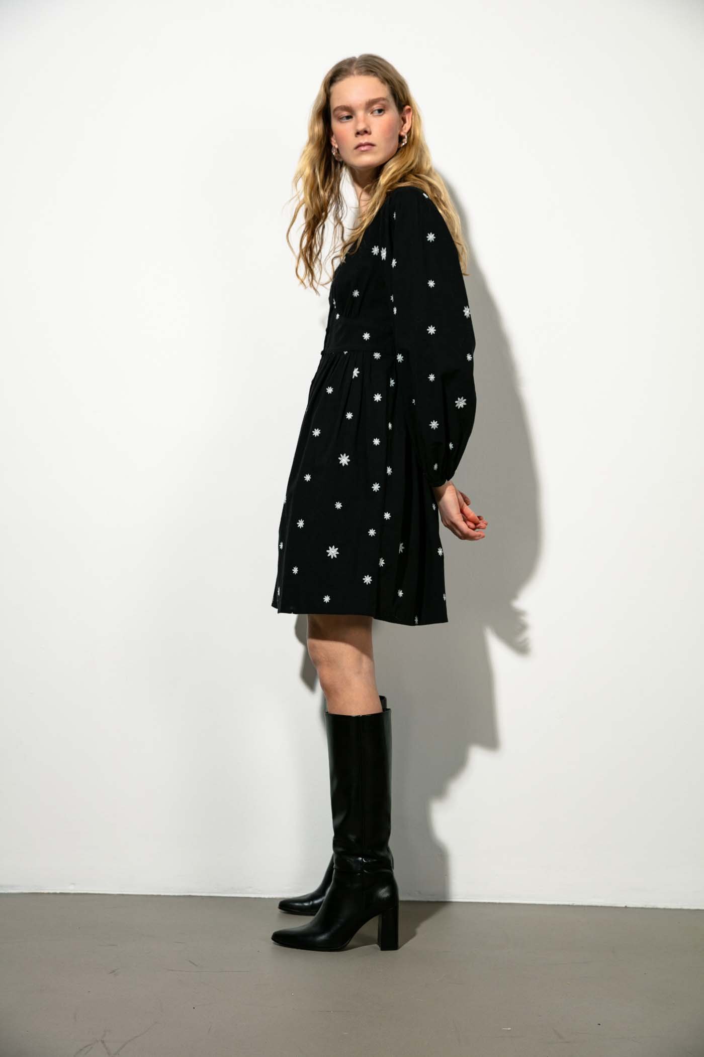 Embroidered long-sleeved dress