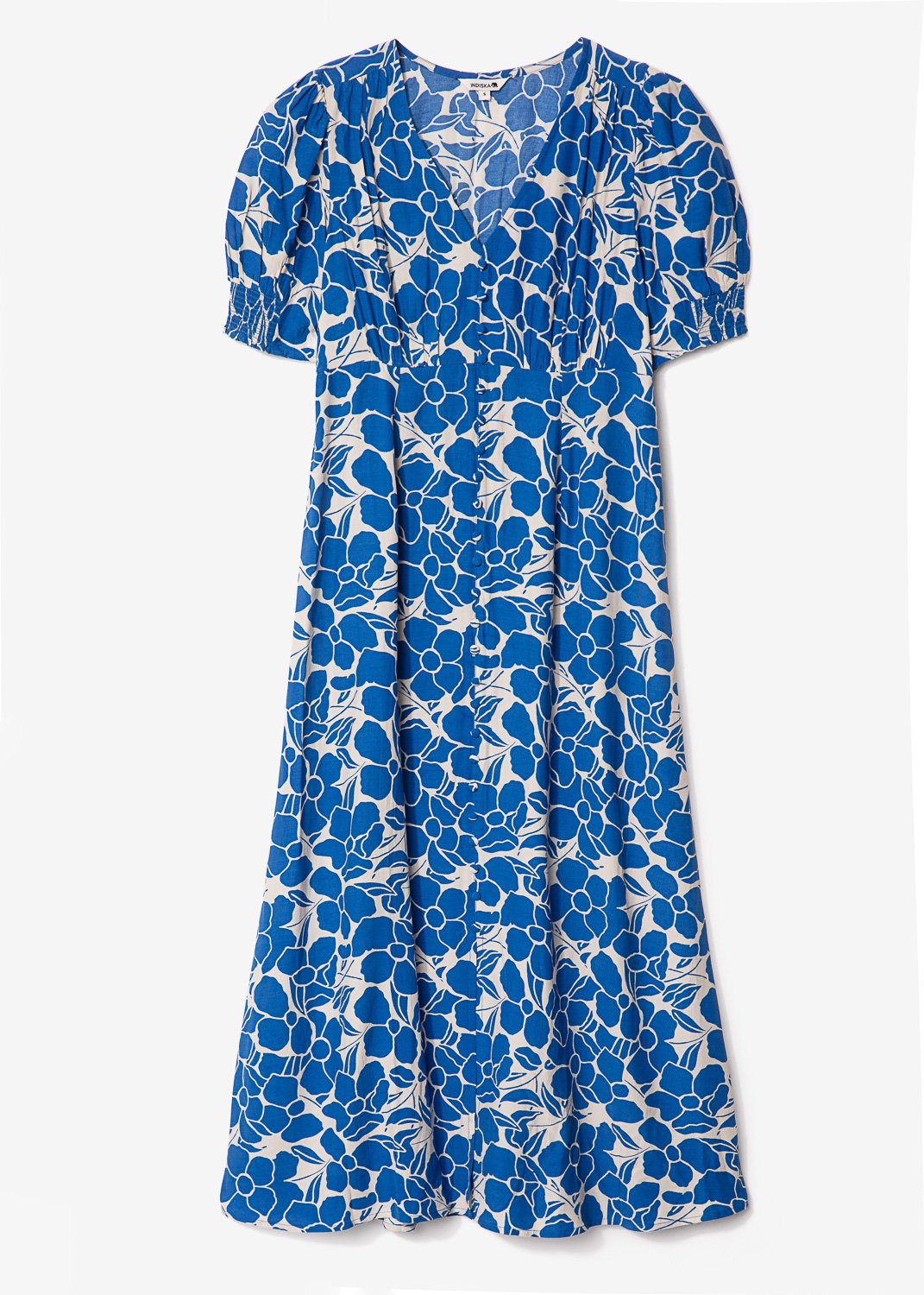 Blå blommig klänning