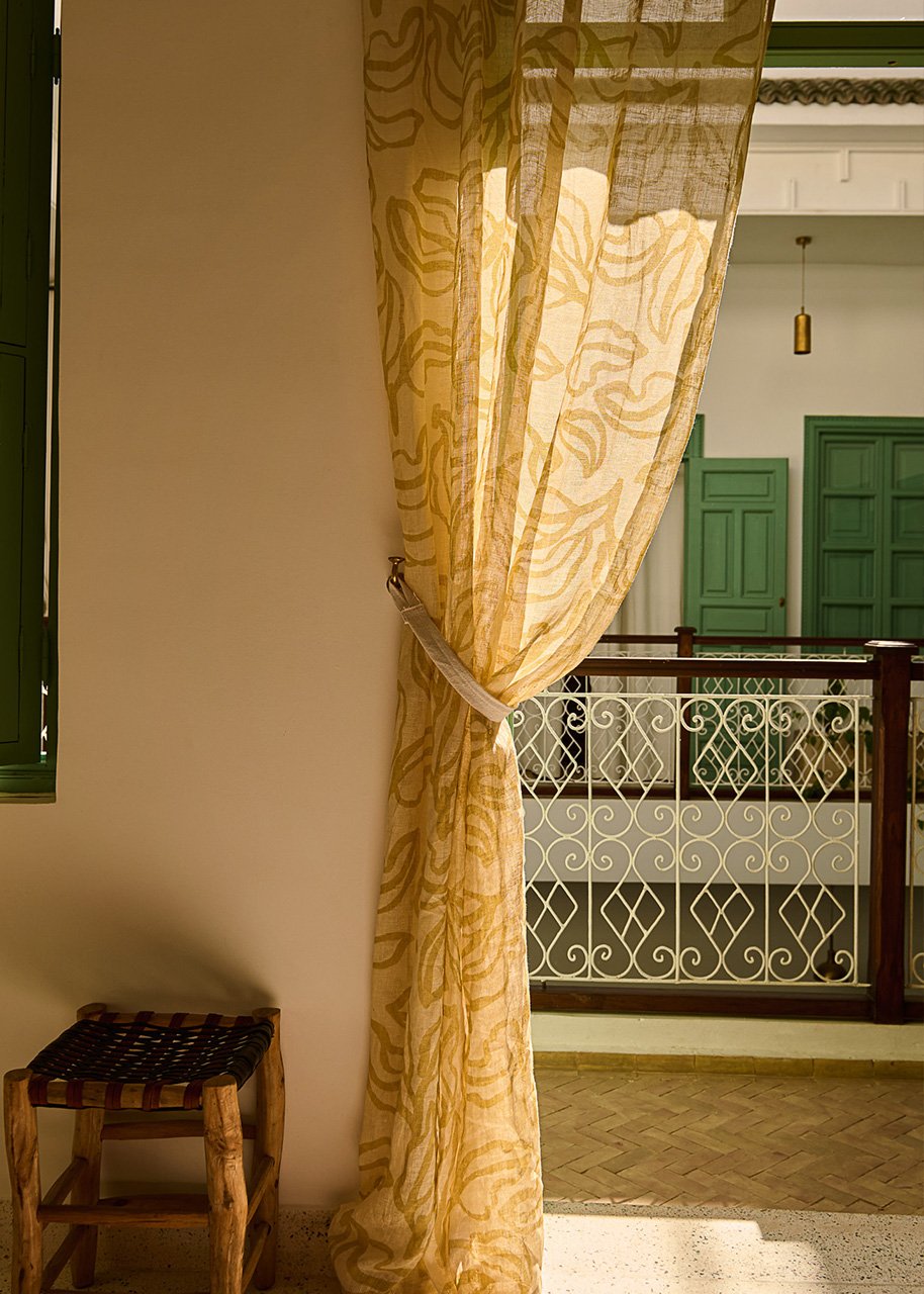 Patterned linen curtain 300x120 cm thumbnail 1