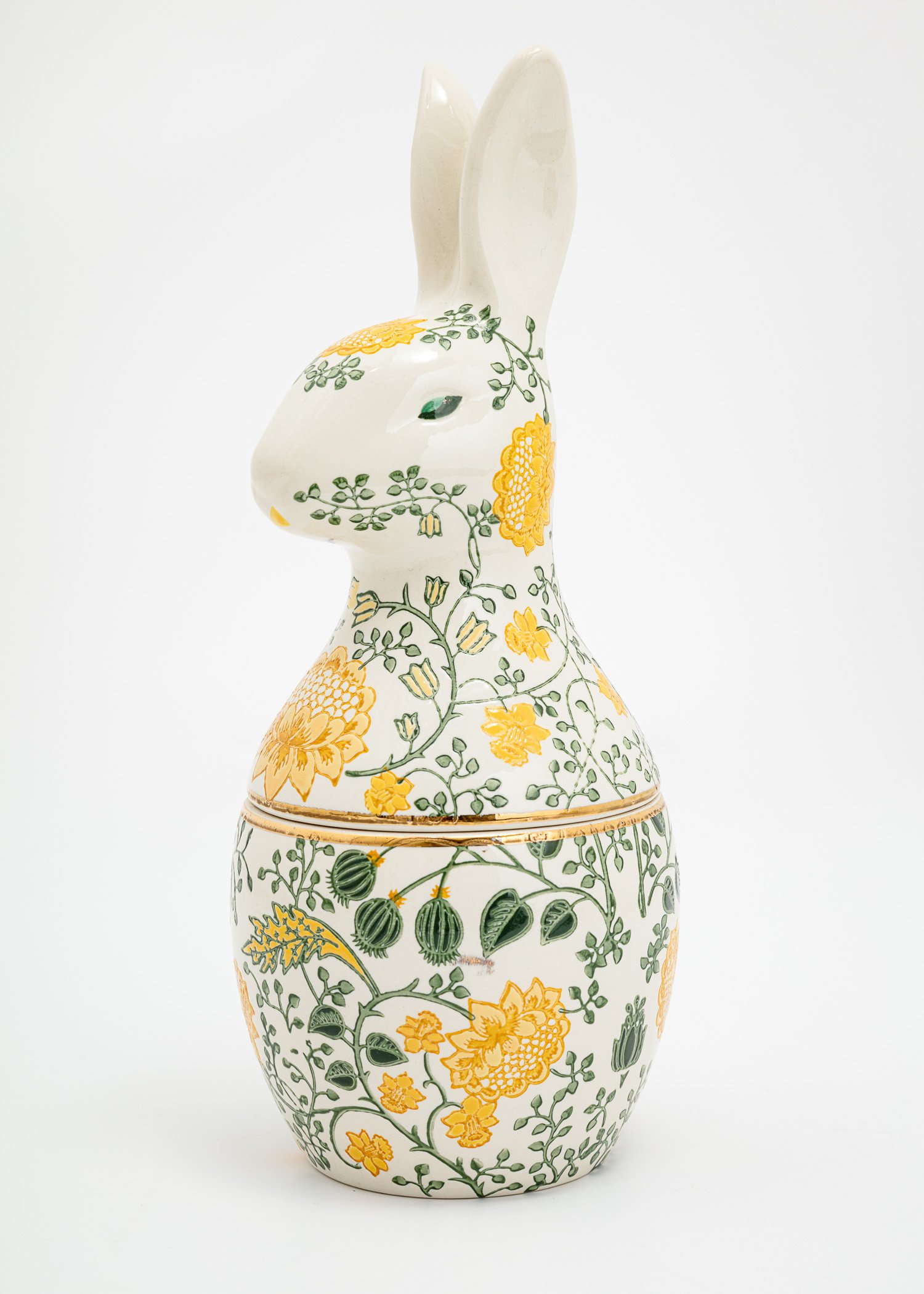 Hand painted rabbit jar
