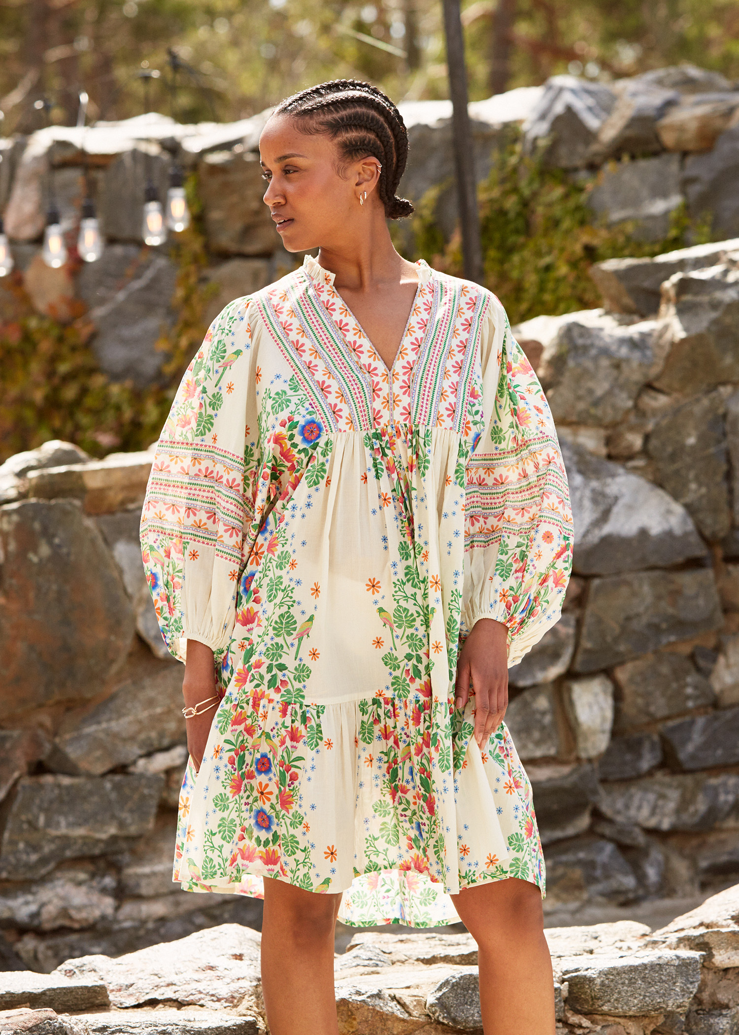 Floral dress with puff sleeves thumbnail 3